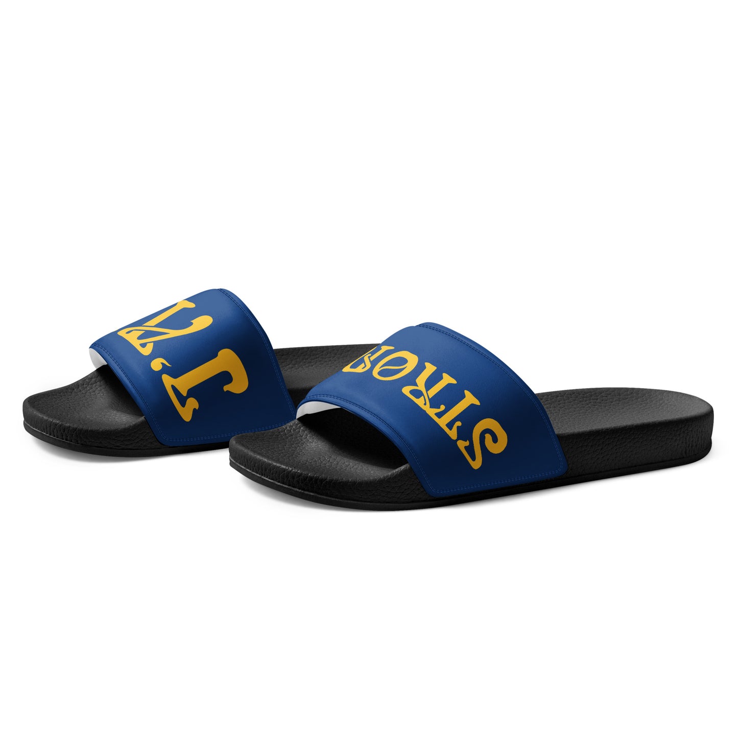 “I’AM STRONG” Blue Men’s Slides W/Yellow Font