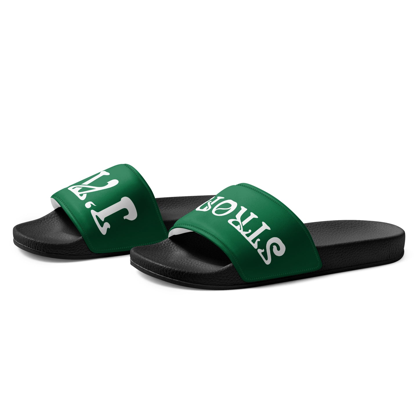 “I’AM STRONG”Green Men’s Slides W/White Font
