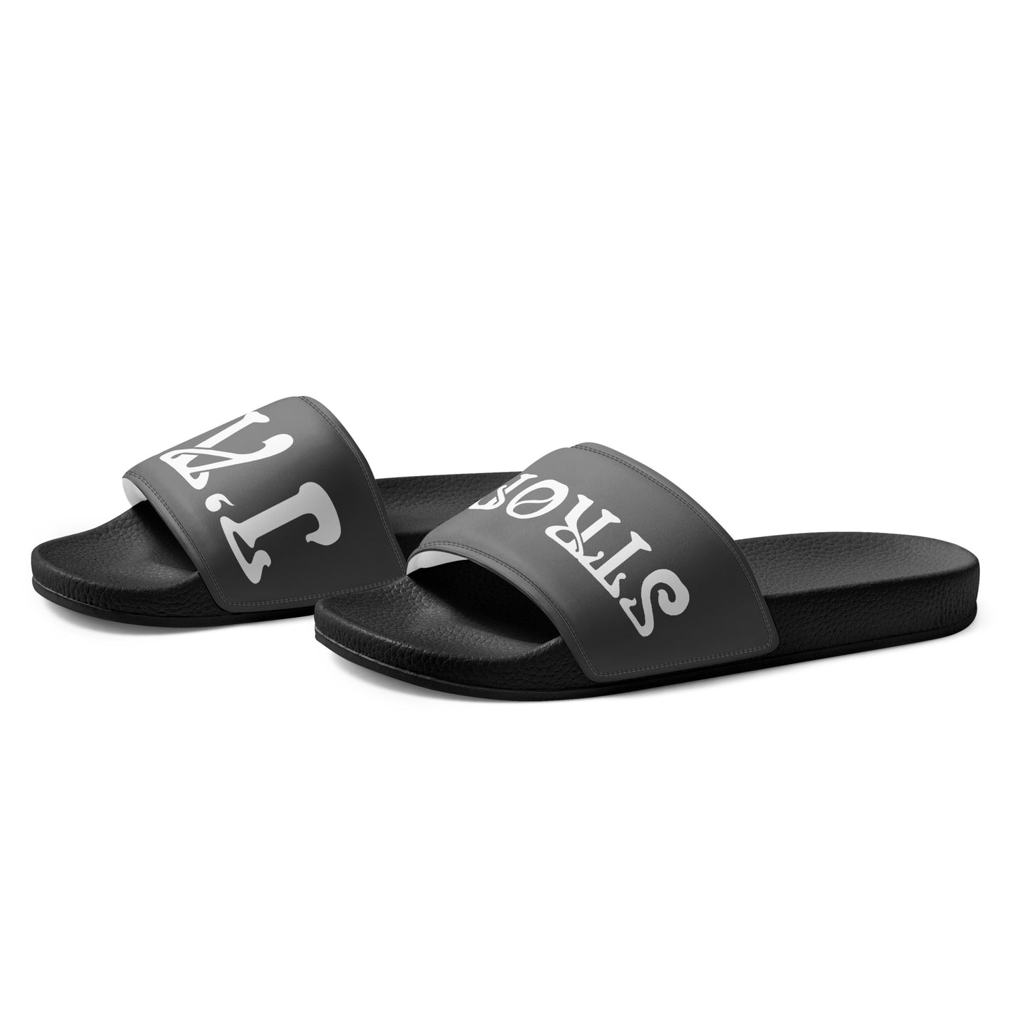 “I’AM STRONG” Grey Men’s Slides W/White Font