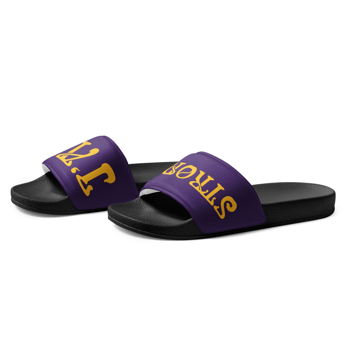 “I’AM STRONG” Purple Men’s Slides W/Yellow Font