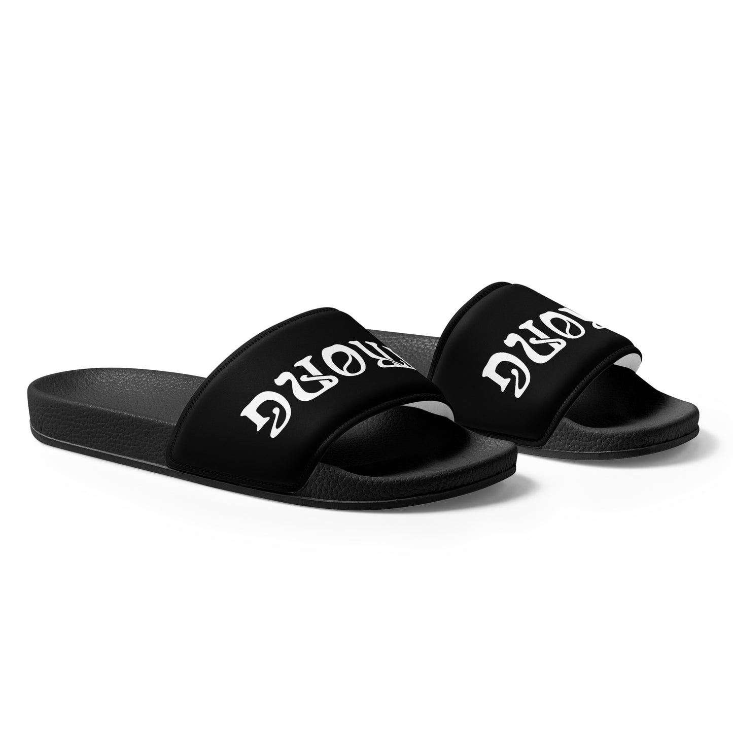 “STRONG”Black Men’s Slides W/White Font