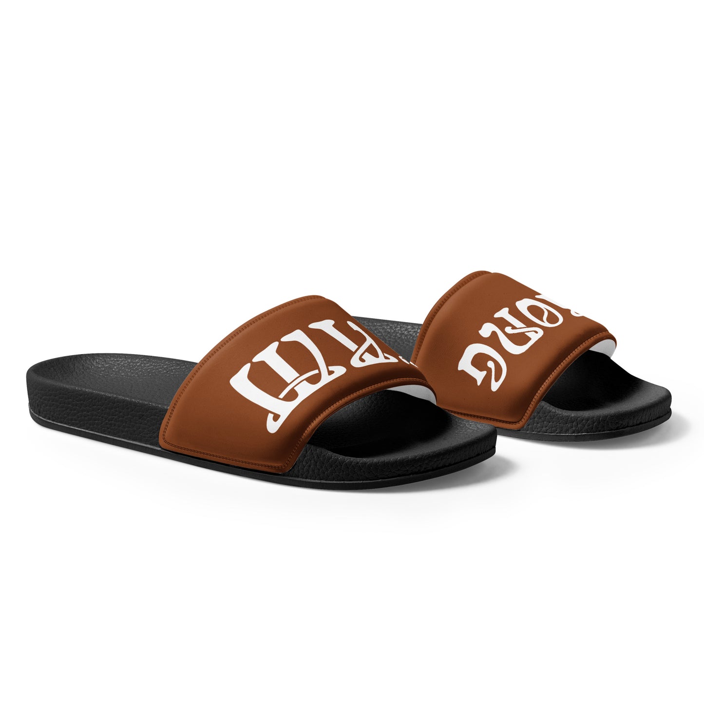 “I’AM STRONG”Brown Men’s Slides W/White Font