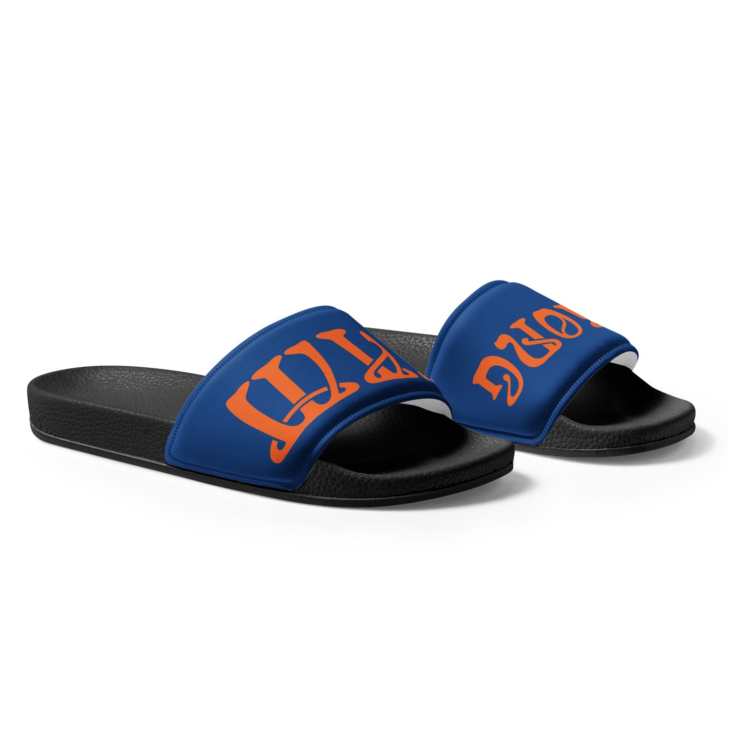 “I’AM STRONG” Blue Men’s Slides W/Orange Font