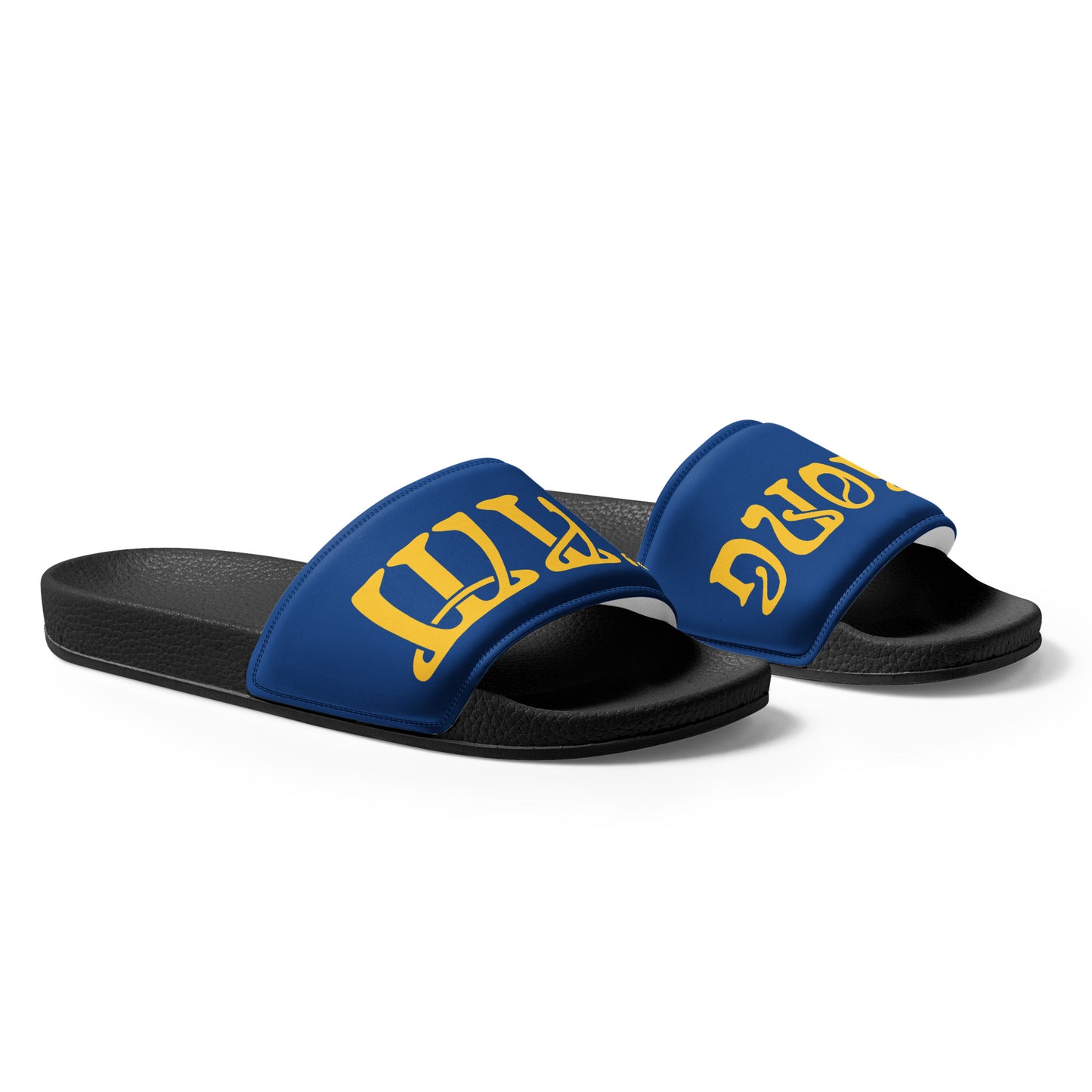“I’AM STRONG” Blue Men’s Slides W/Yellow Font