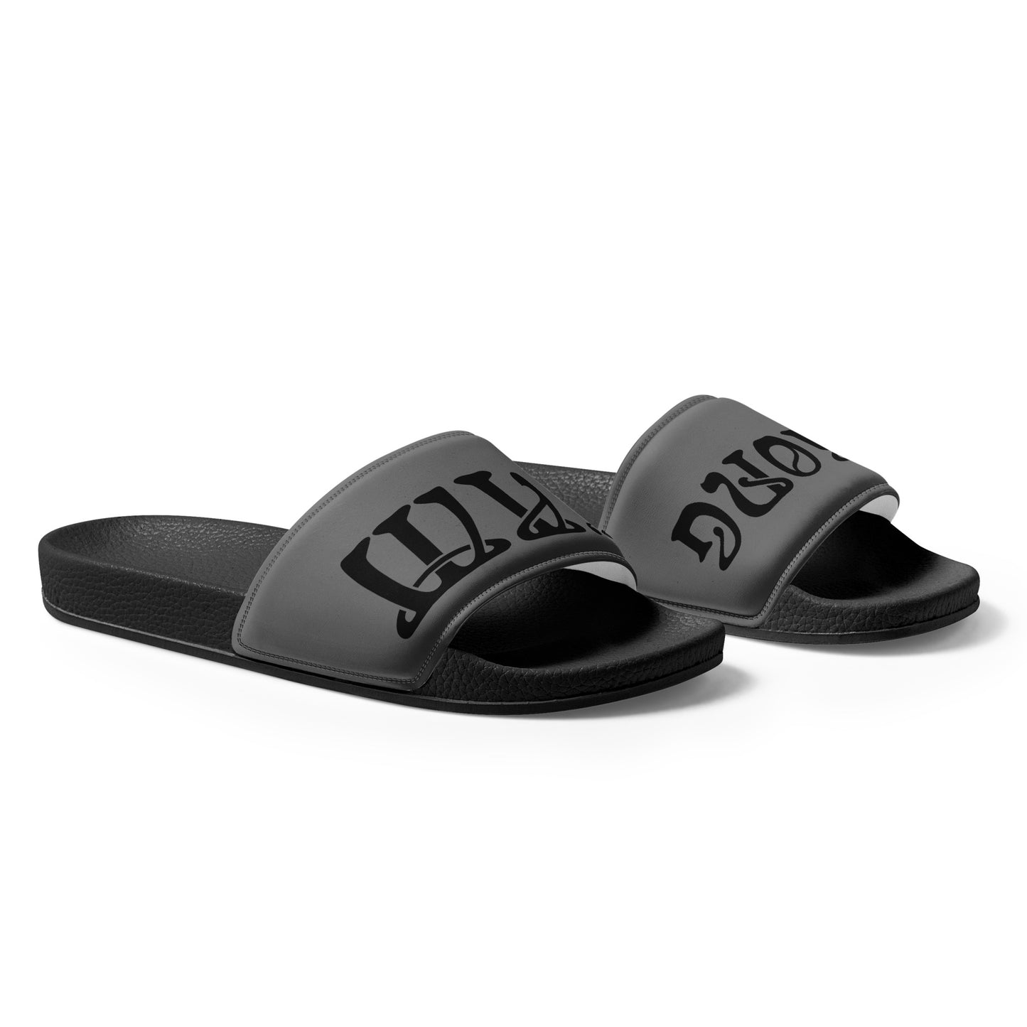 “I’AM STRONG”Grey Men’s Slides W/Black Font