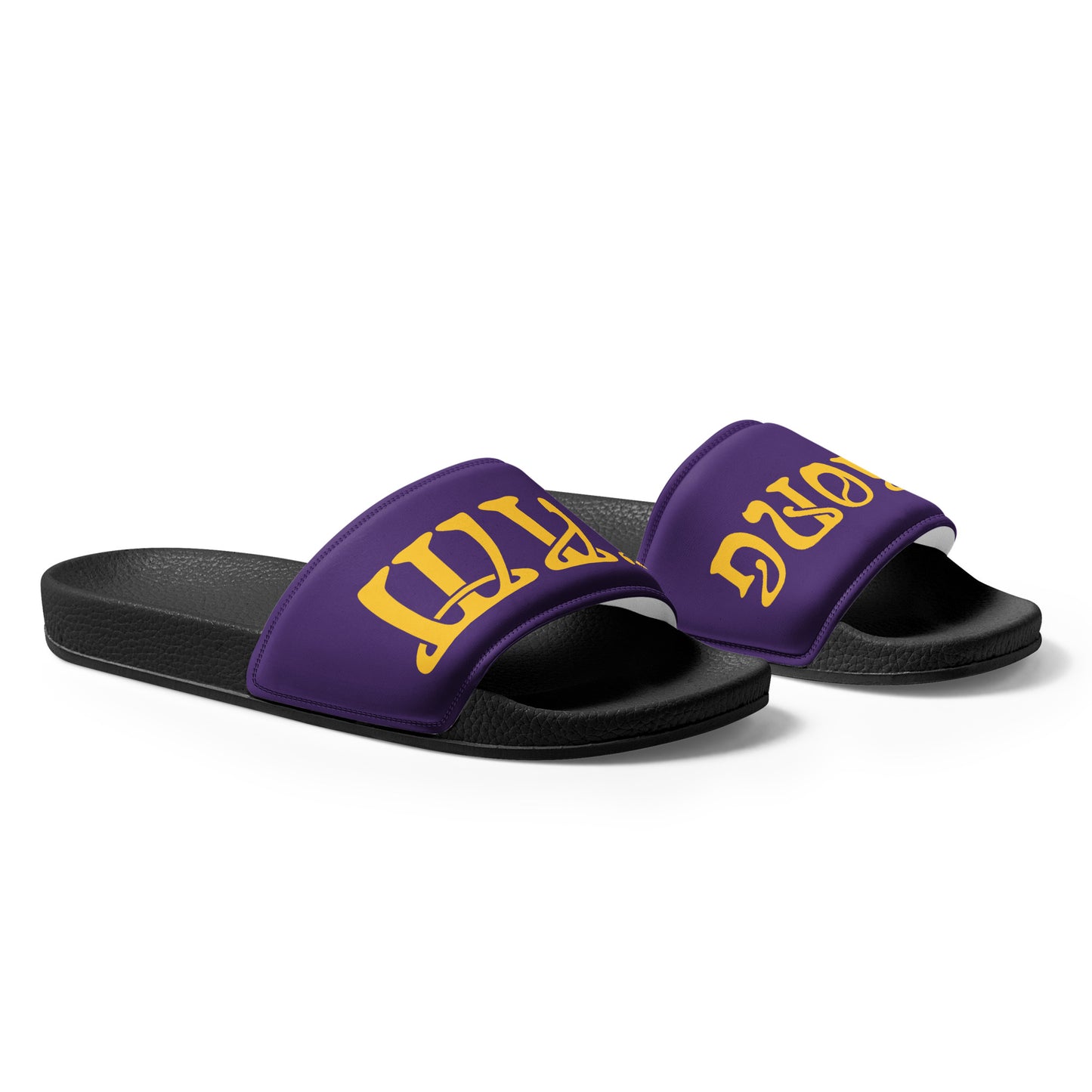 “I’AM STRONG” Purple Men’s Slides W/Yellow Font