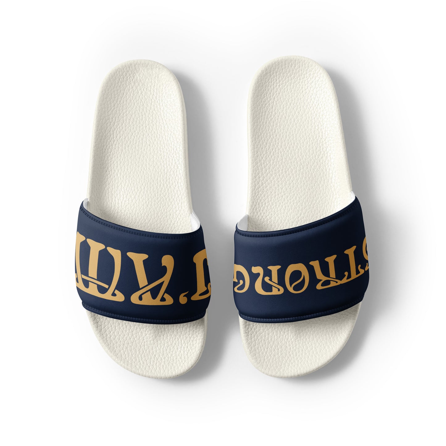 “I’AM STRONG” Navy Men’s Slides W/Fawn Font