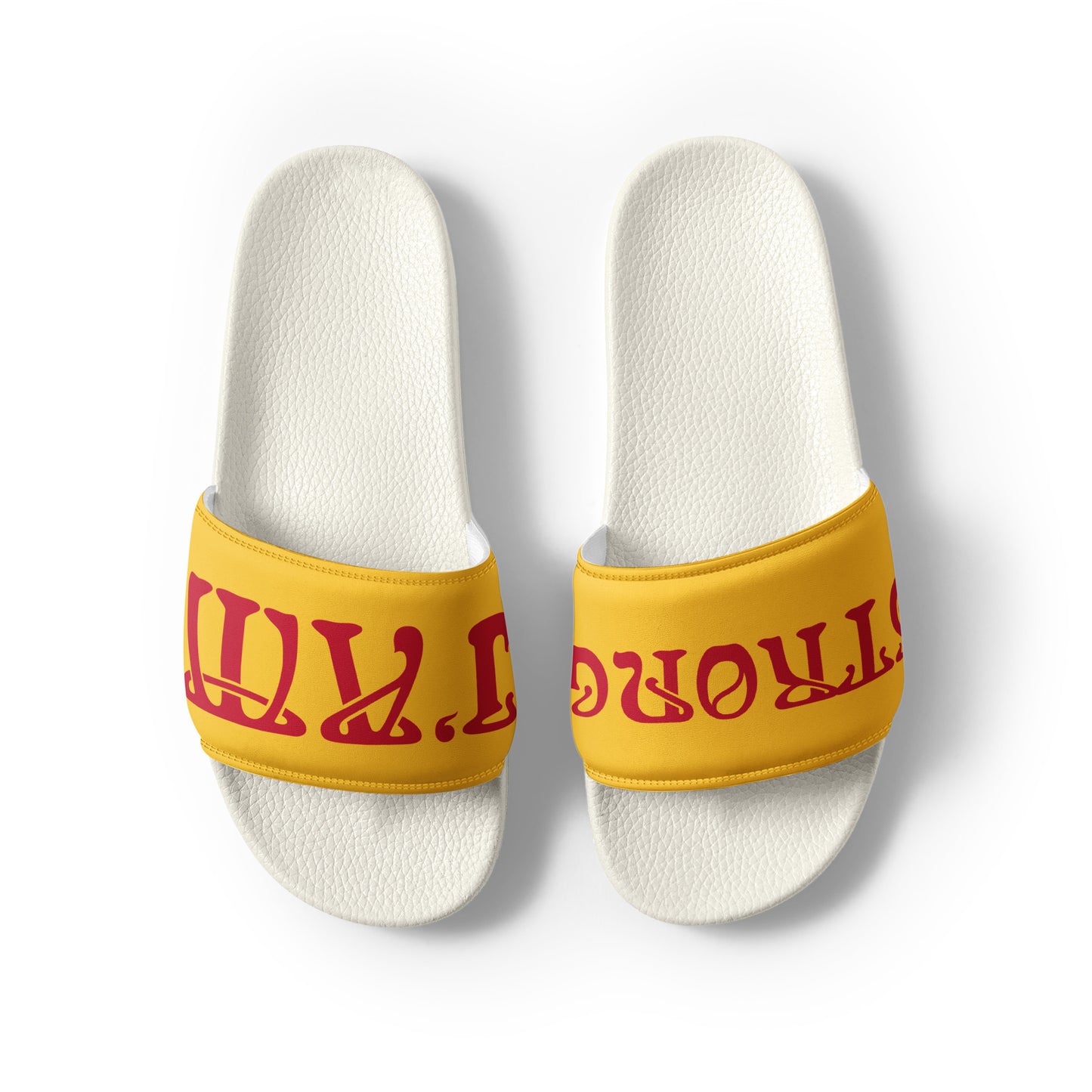 “I’AM STRONG” Yellow Men’s Slides W/Red Font