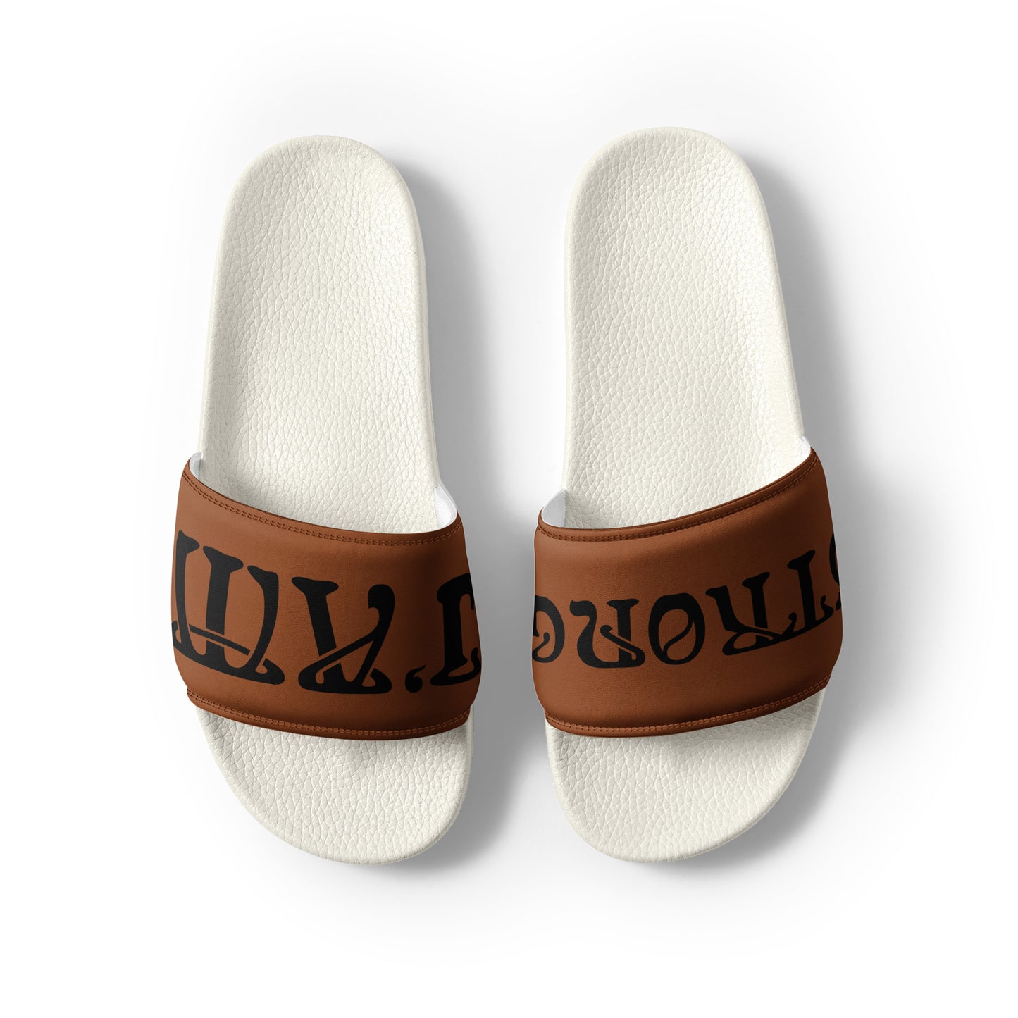 “I’AM STRONG”Brown Men’s Slides W/Black Font