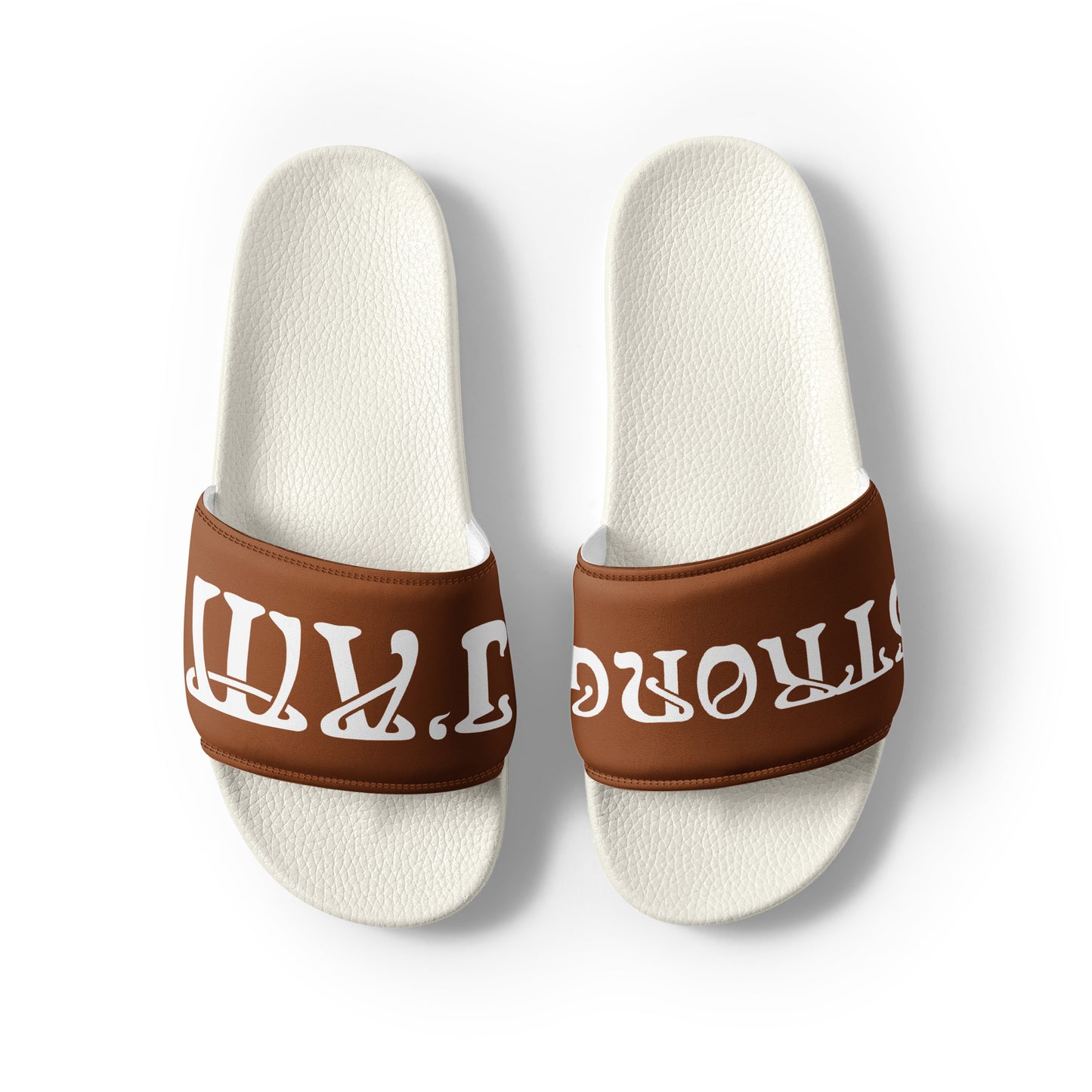 “I’AM STRONG”Brown Men’s Slides W/White Font