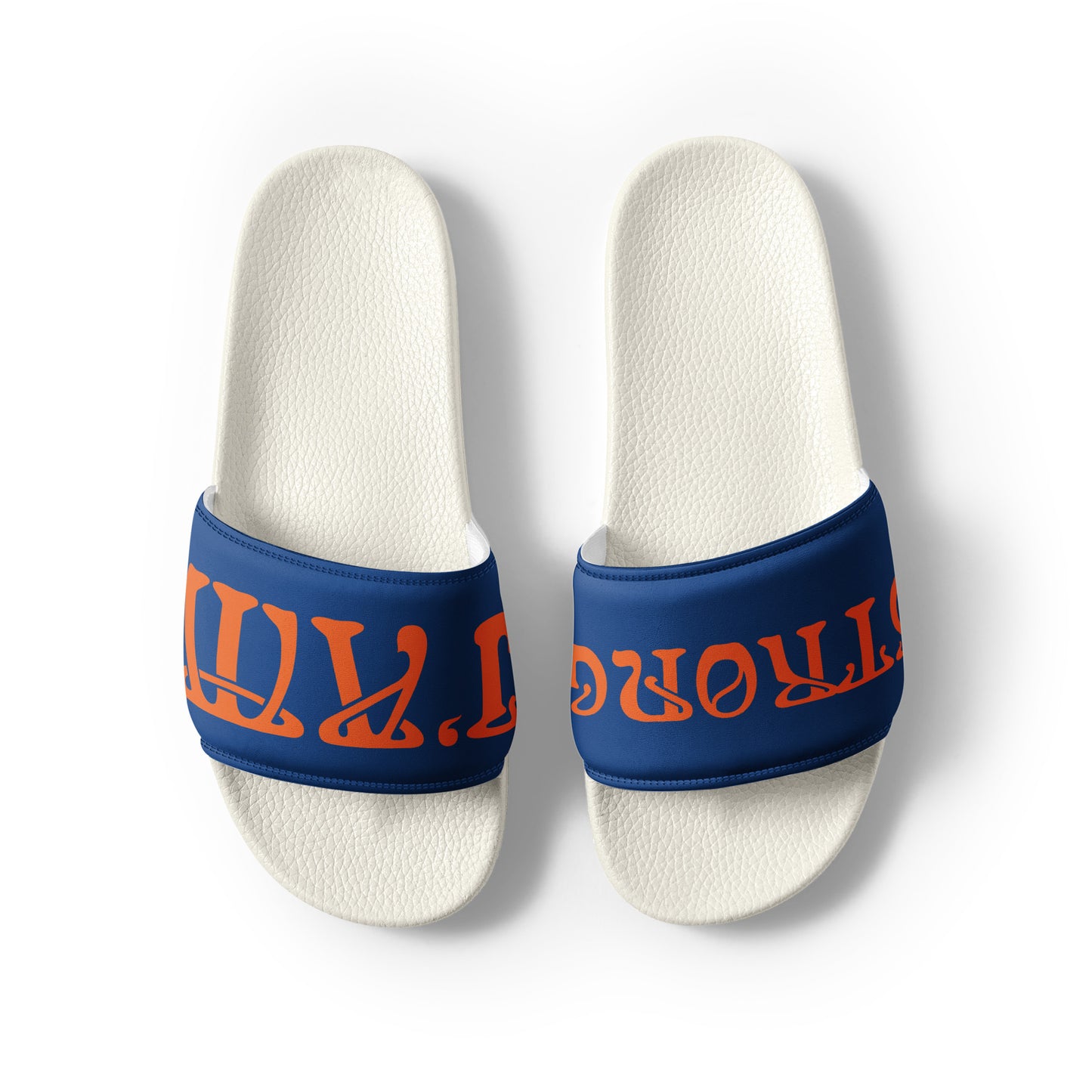 “I’AM STRONG” Blue Men’s Slides W/Orange Font