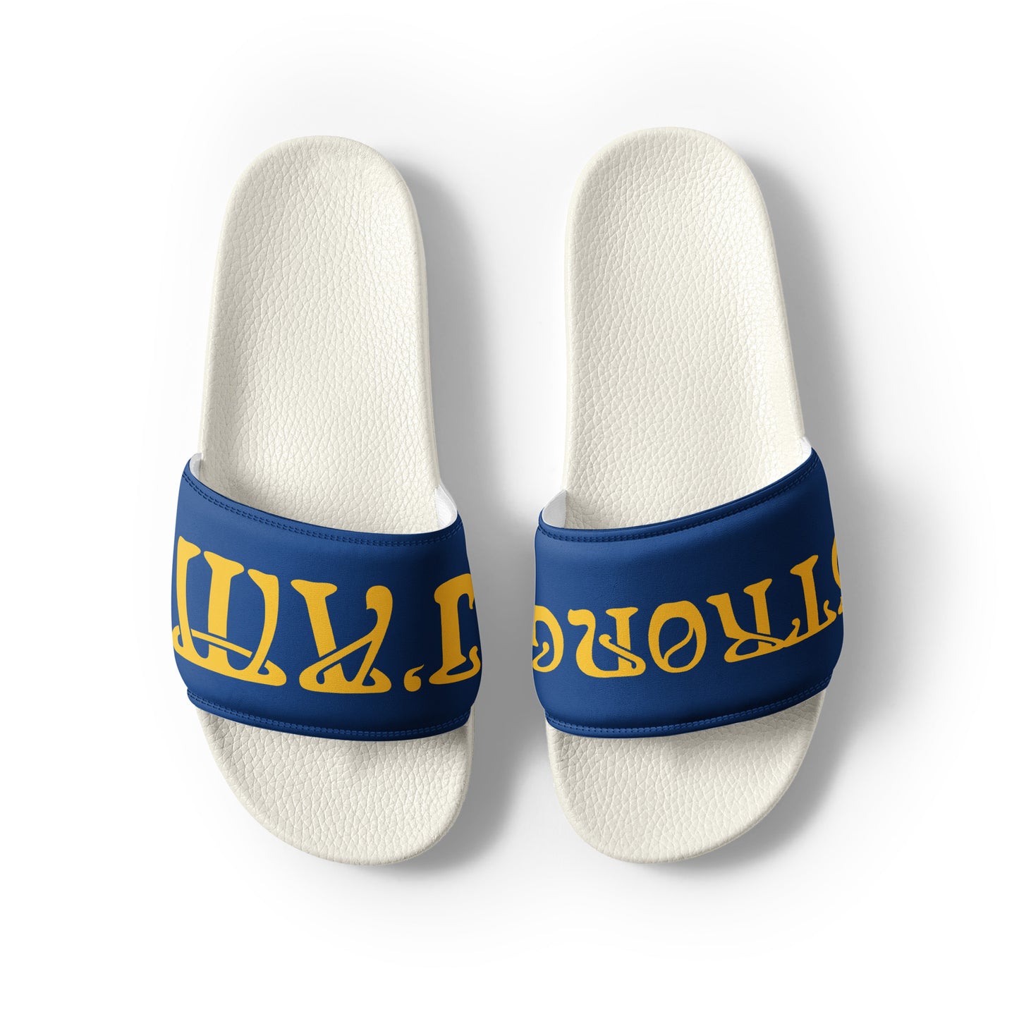 “I’AM STRONG” Blue Men’s Slides W/Yellow Font