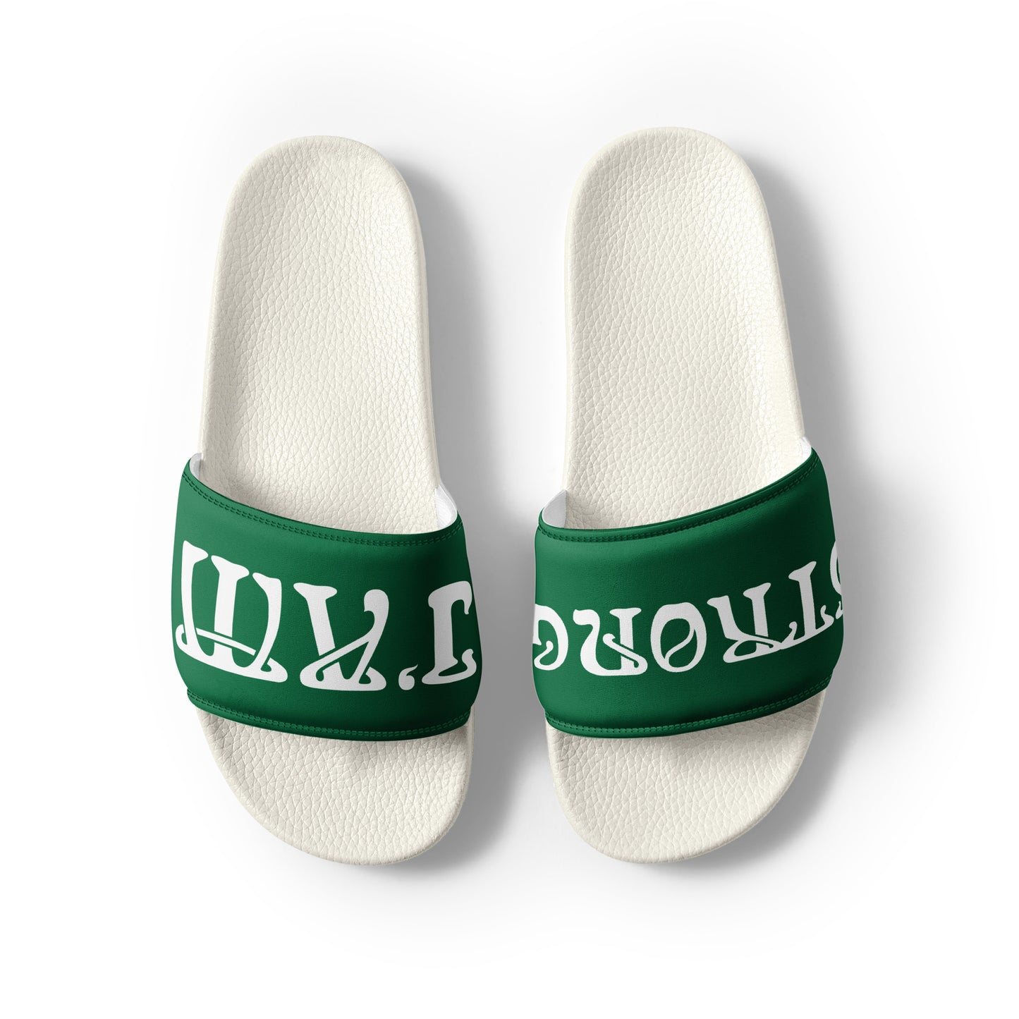 “I’AM STRONG”Green Men’s Slides W/White Font