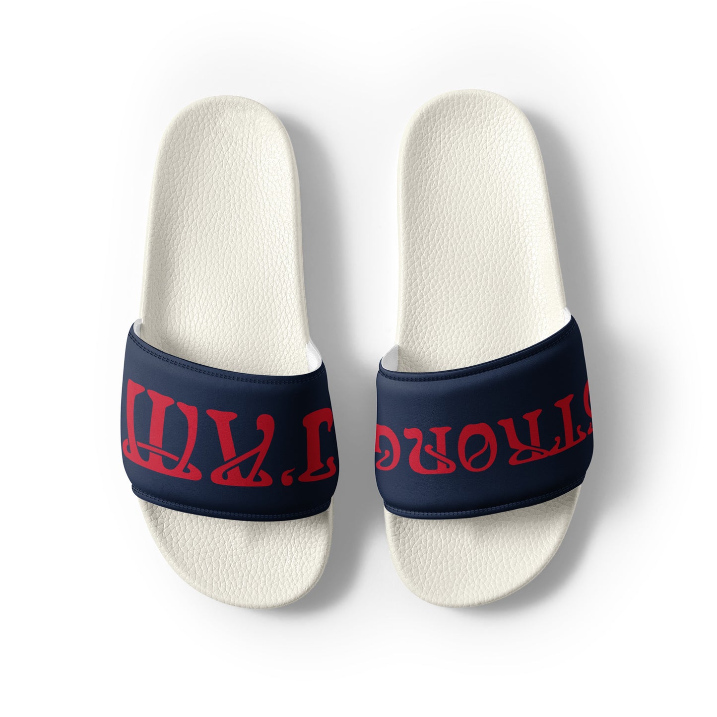 “I’AM STRONG” Blue Men’s Slides W/Red Font