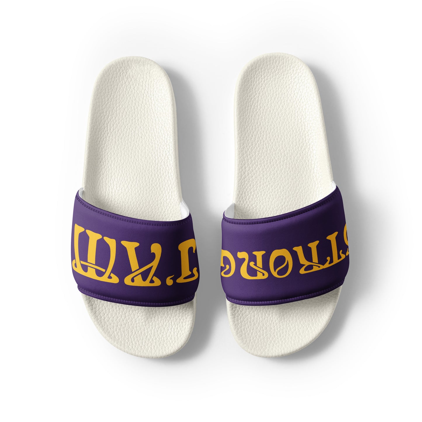 “I’AM STRONG” Purple Men’s Slides W/Yellow Font