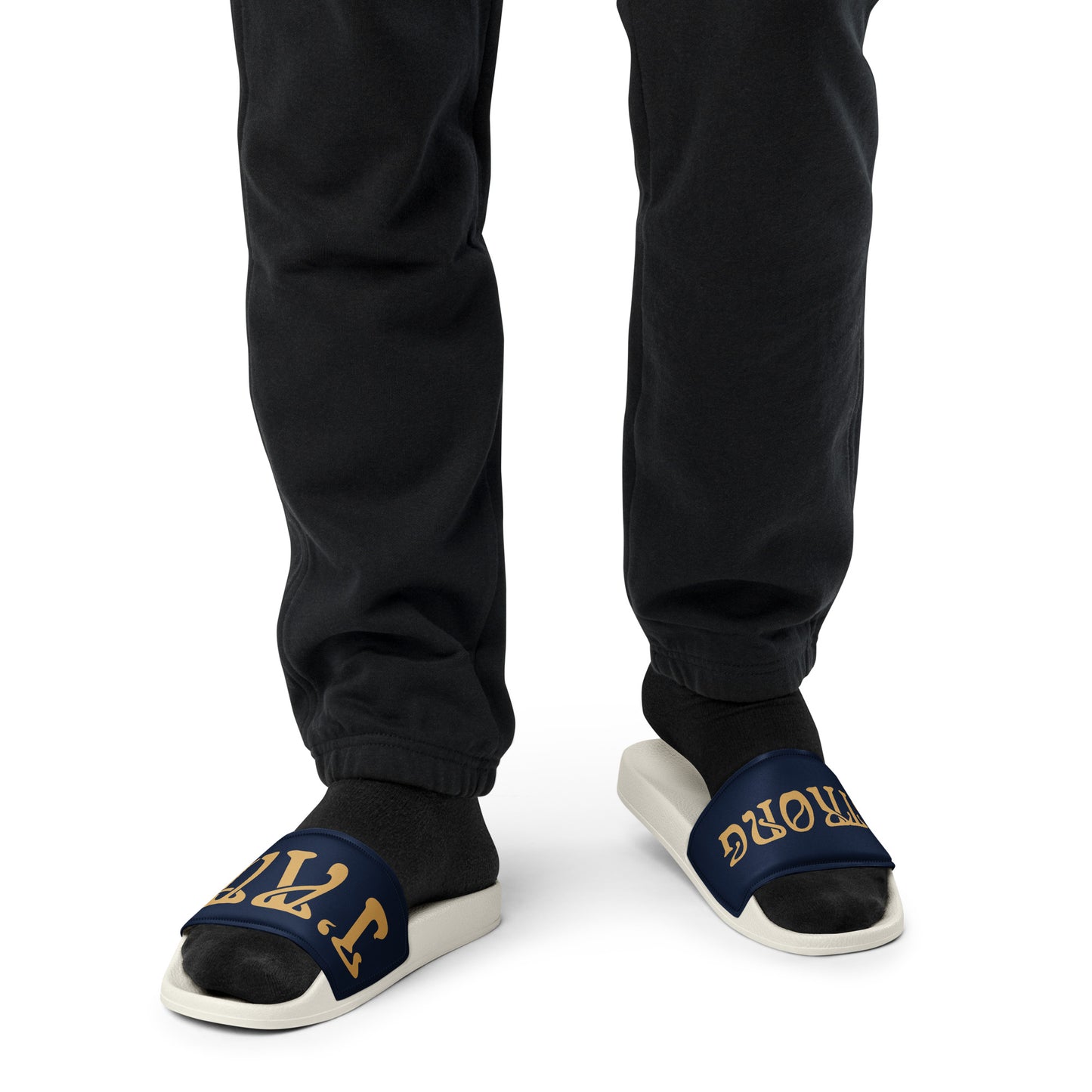 “I’AM STRONG” Navy Men’s Slides W/Fawn Font