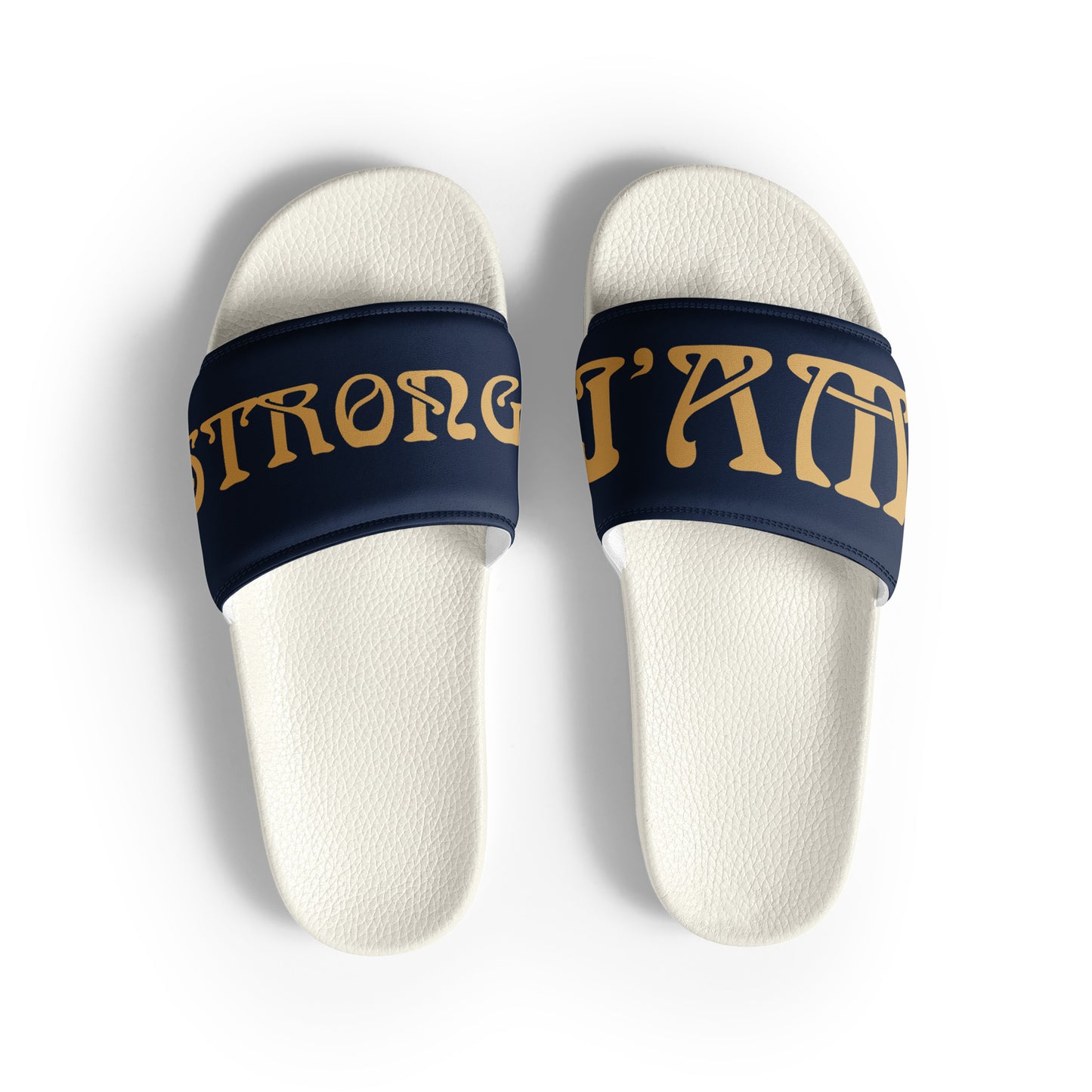 “I’AM STRONG” Navy Men’s Slides W/Fawn Font
