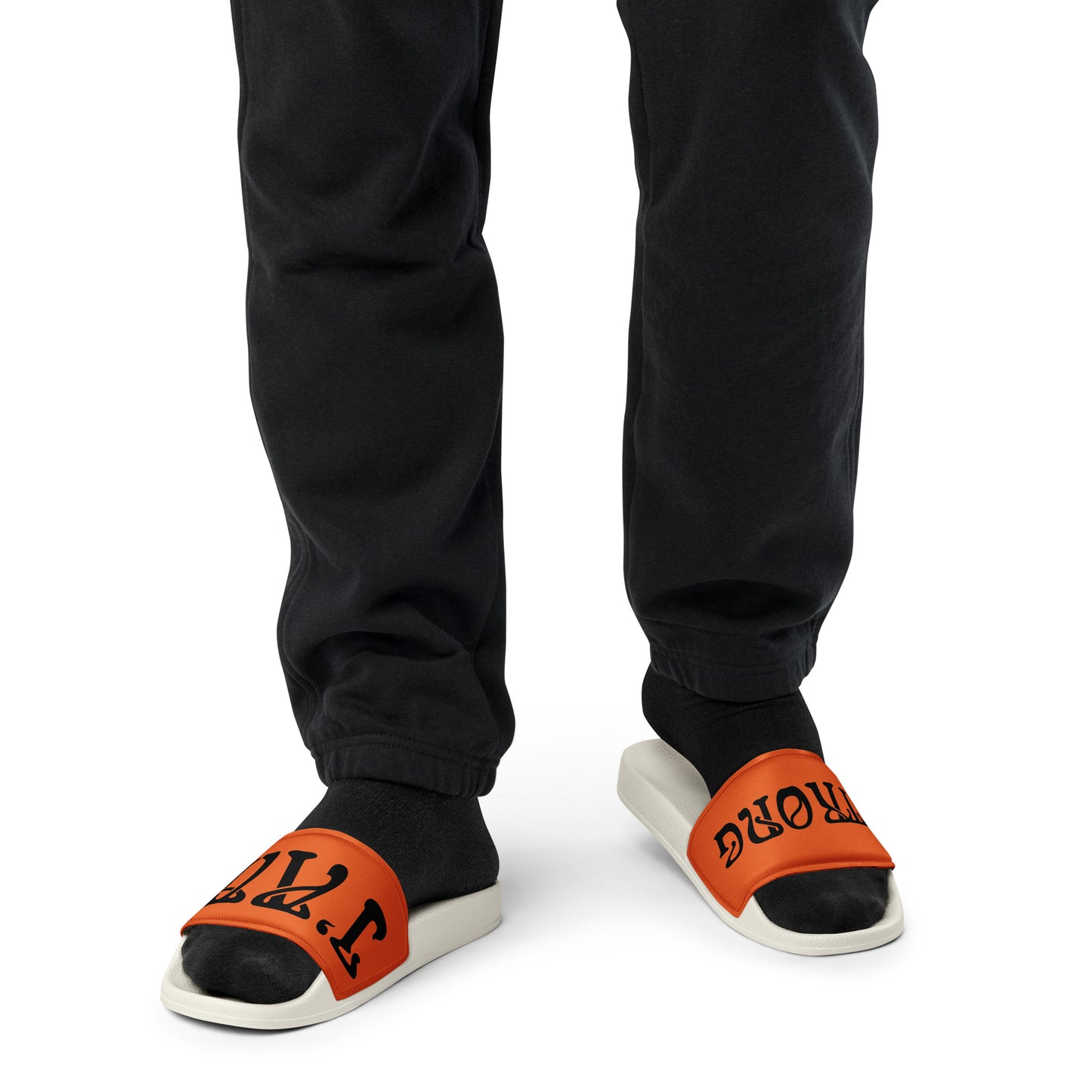 “I’AM STRONG” Orange Men’s Slides W/Black Font
