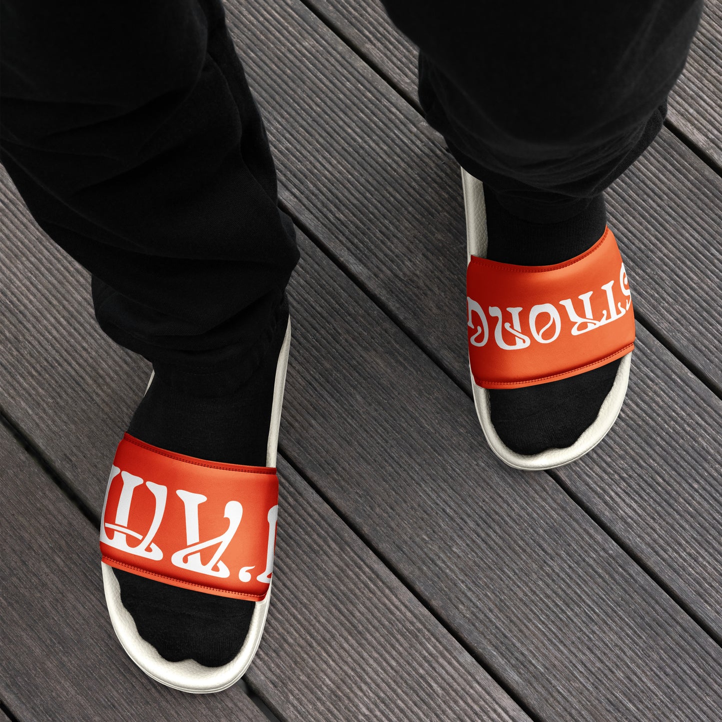 “I’AM STRONG” Orange Men’s Slides W/White Font