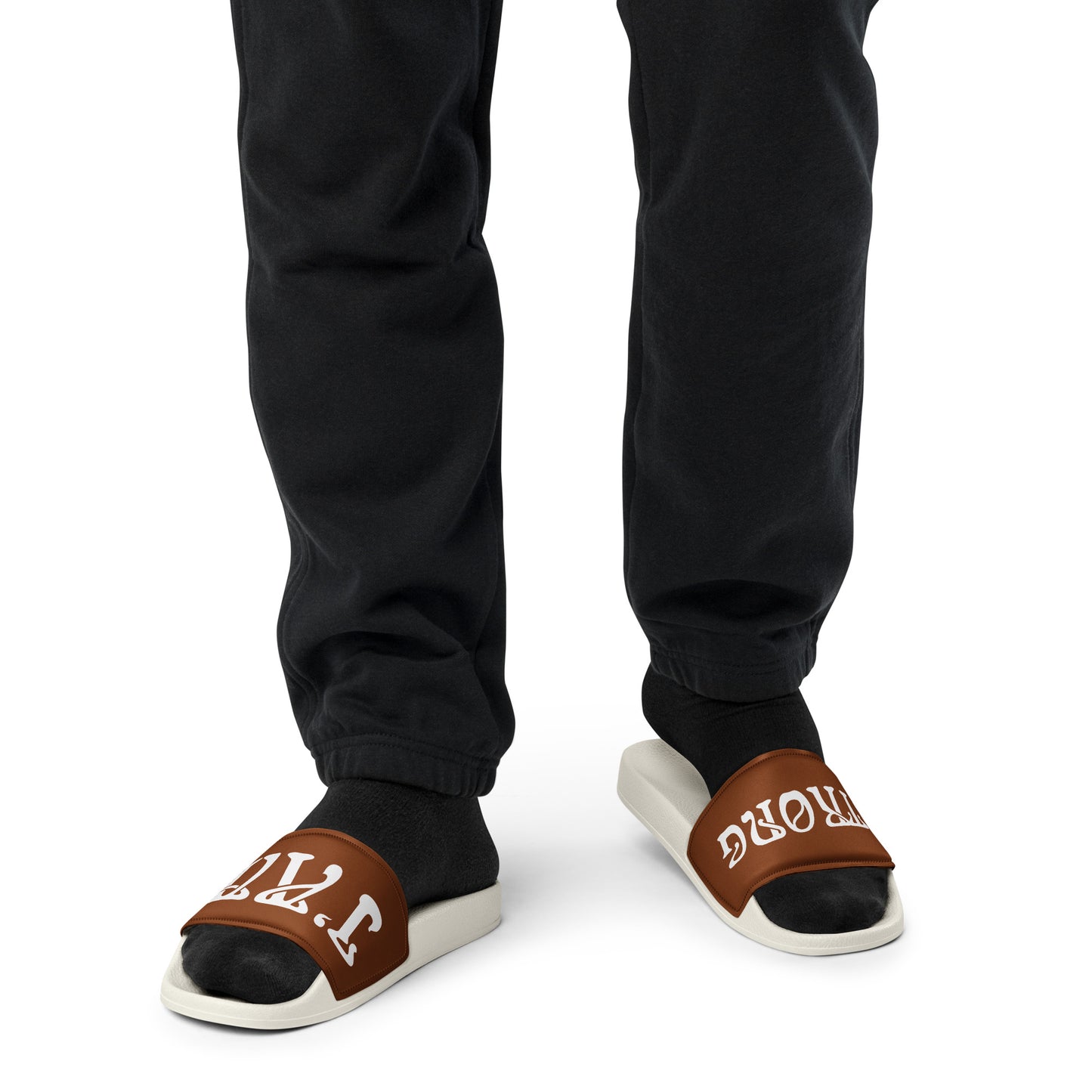 “I’AM STRONG”Brown Men’s Slides W/White Font