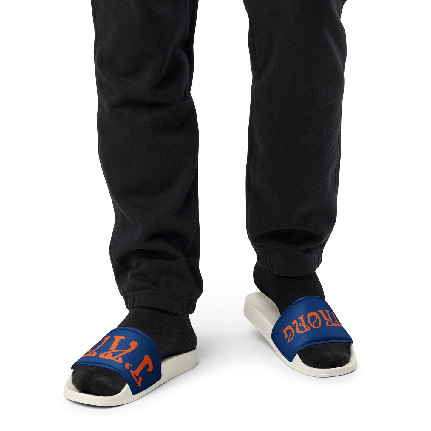 “I’AM STRONG” Blue Men’s Slides W/Orange Font