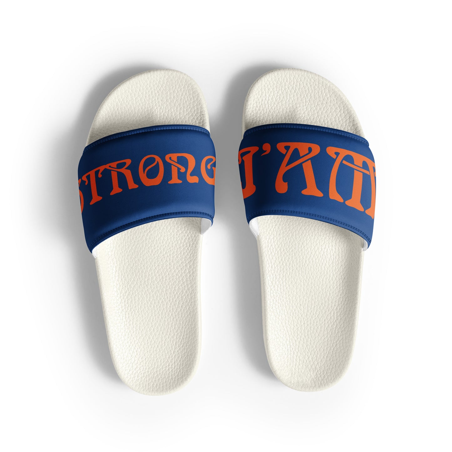 “I’AM STRONG” Blue Men’s Slides W/Orange Font
