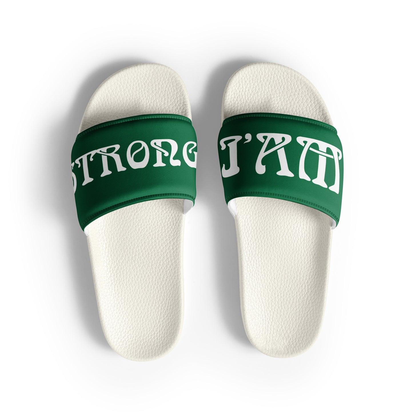 “I’AM STRONG”Green Men’s Slides W/White Font