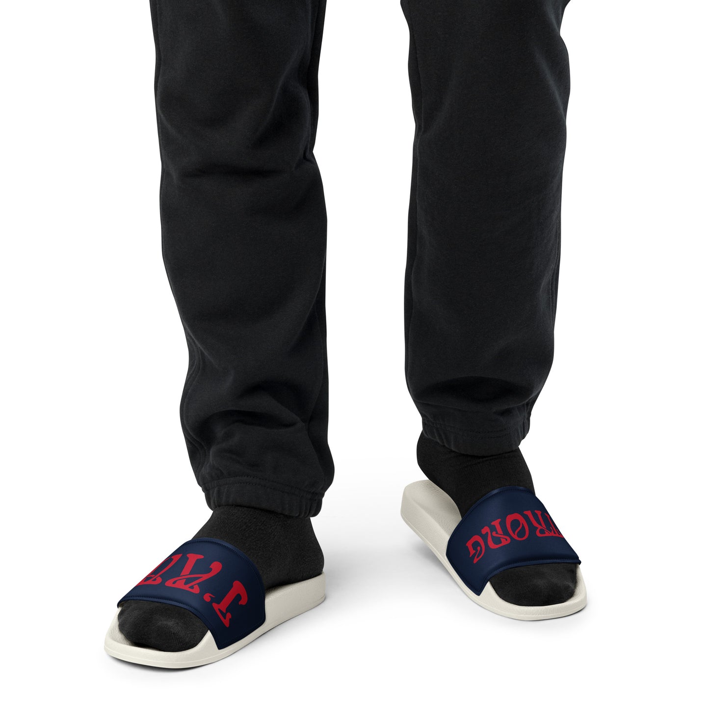 “I’AM STRONG” Blue Men’s Slides W/Red Font
