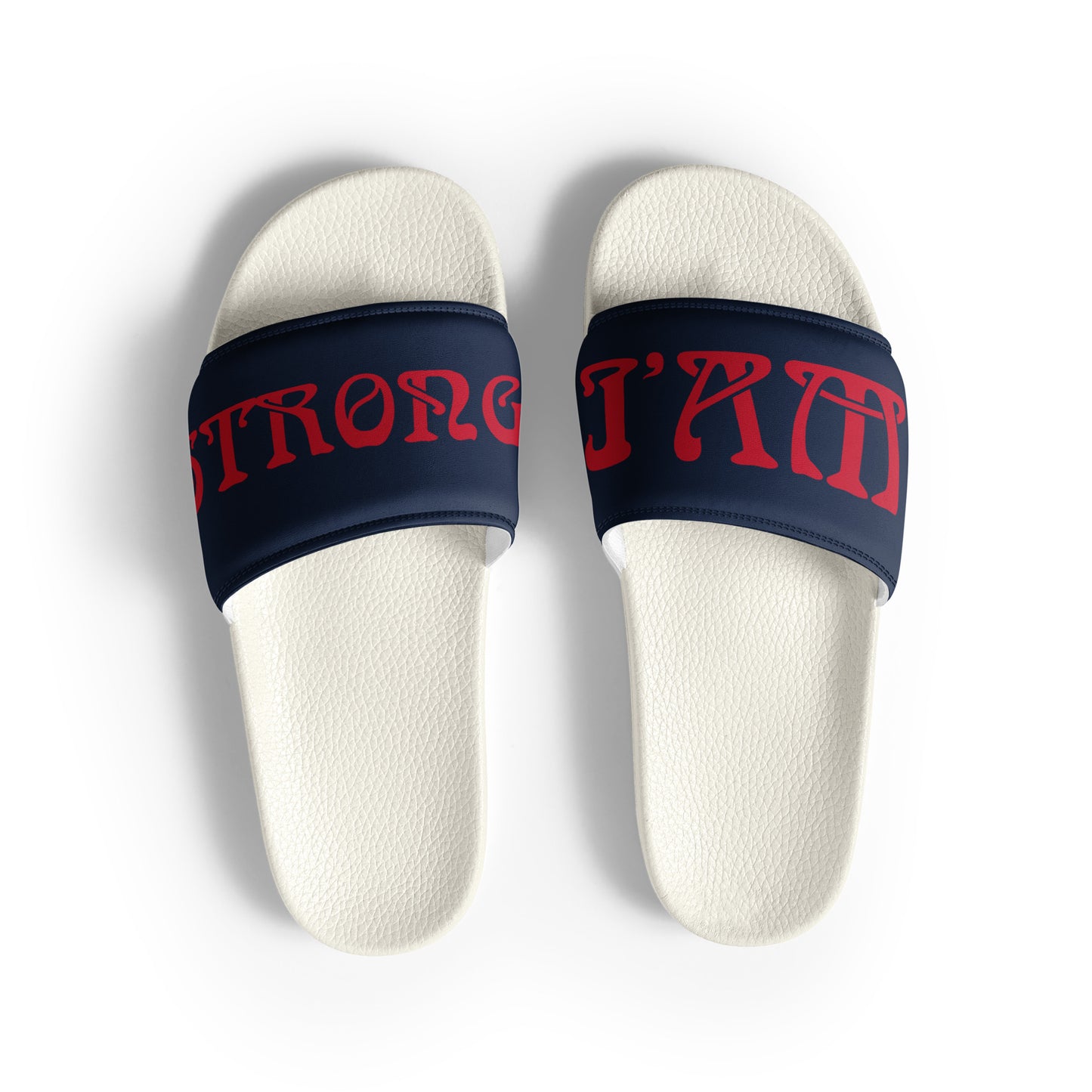 “I’AM STRONG” Blue Men’s Slides W/Red Font