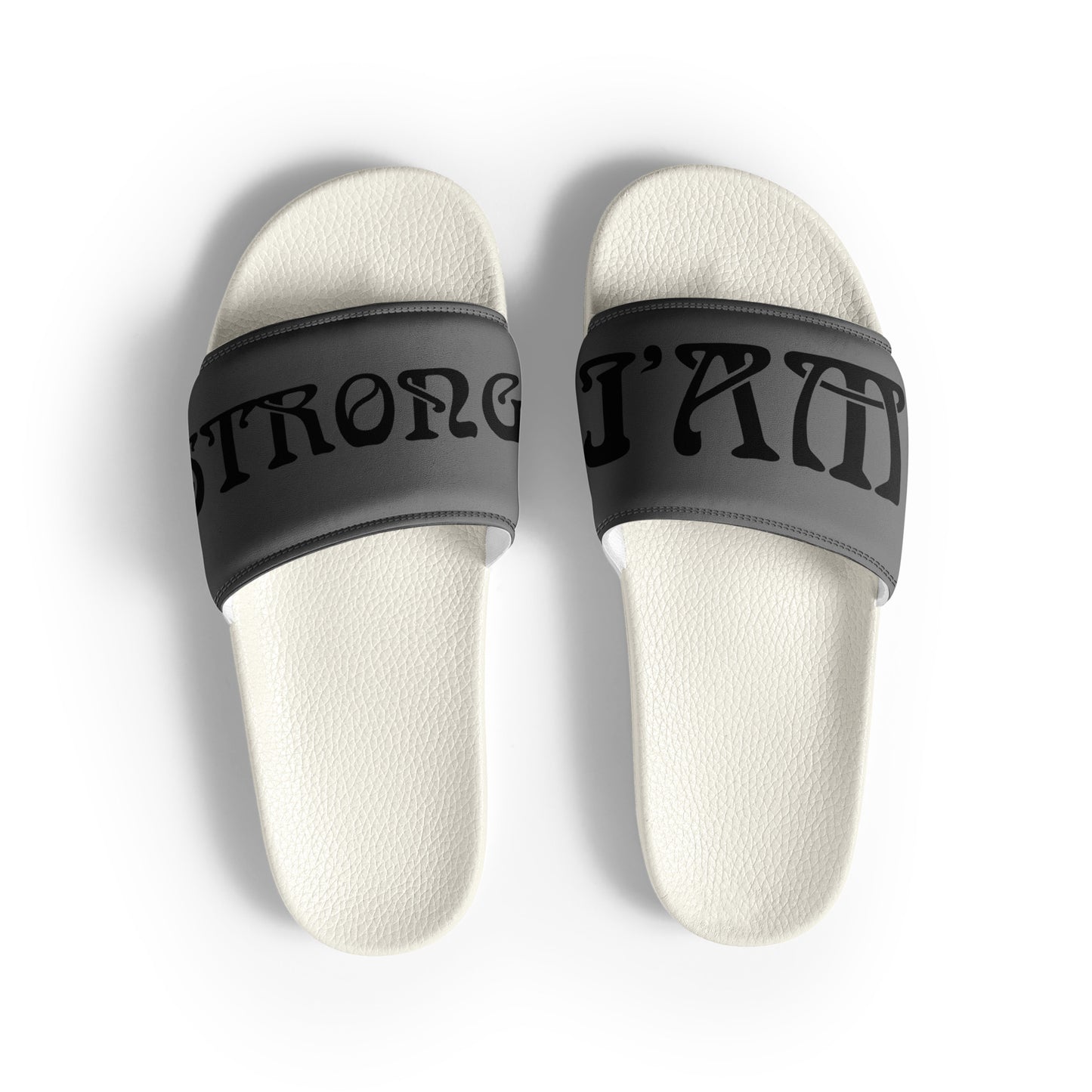 “I’AM STRONG”Grey Men’s Slides W/Black Font