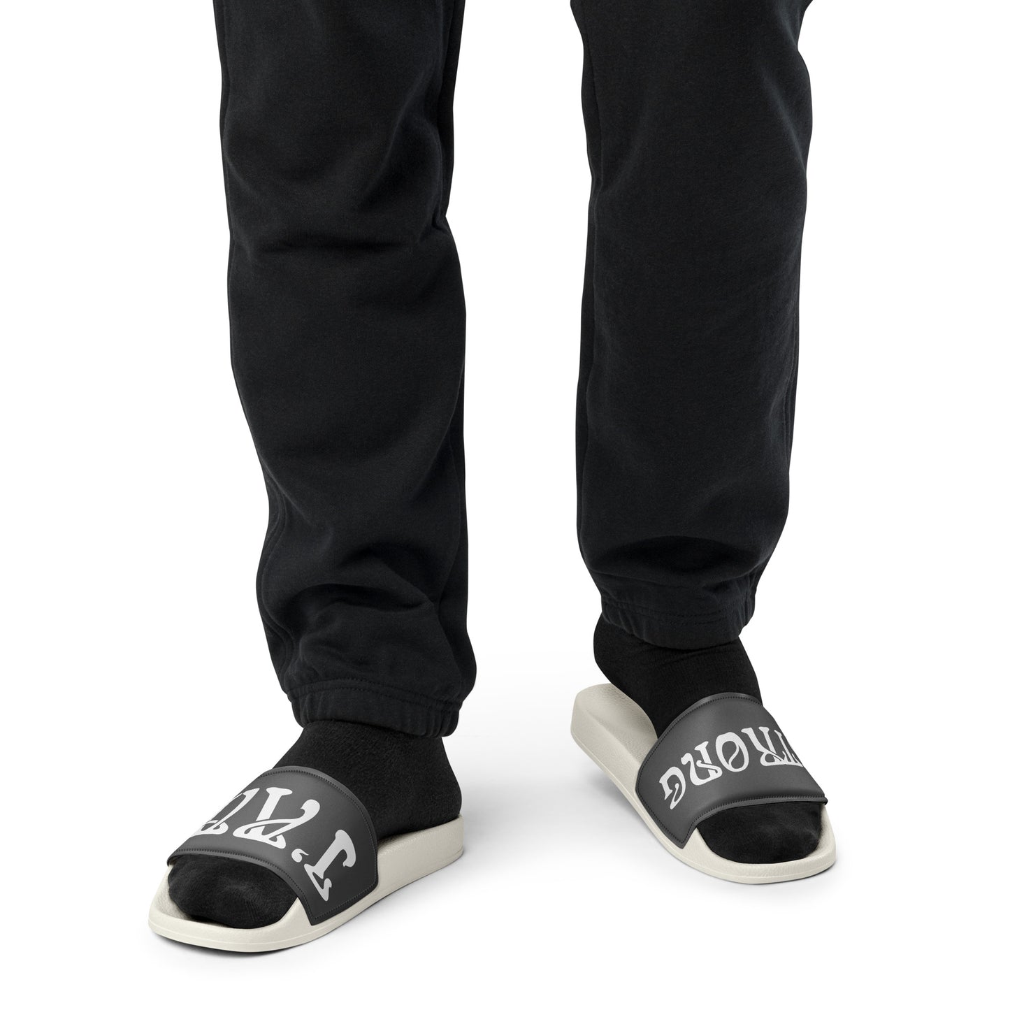 “I’AM STRONG” Grey Men’s Slides W/White Font