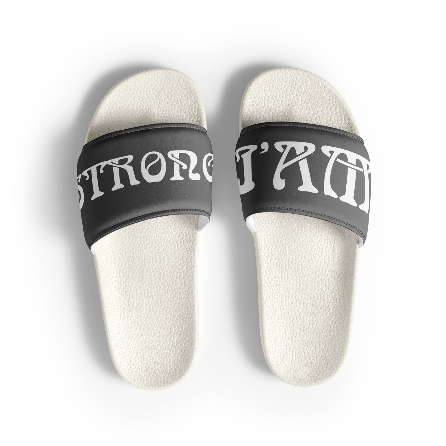“I’AM STRONG” Grey Men’s Slides W/White Font