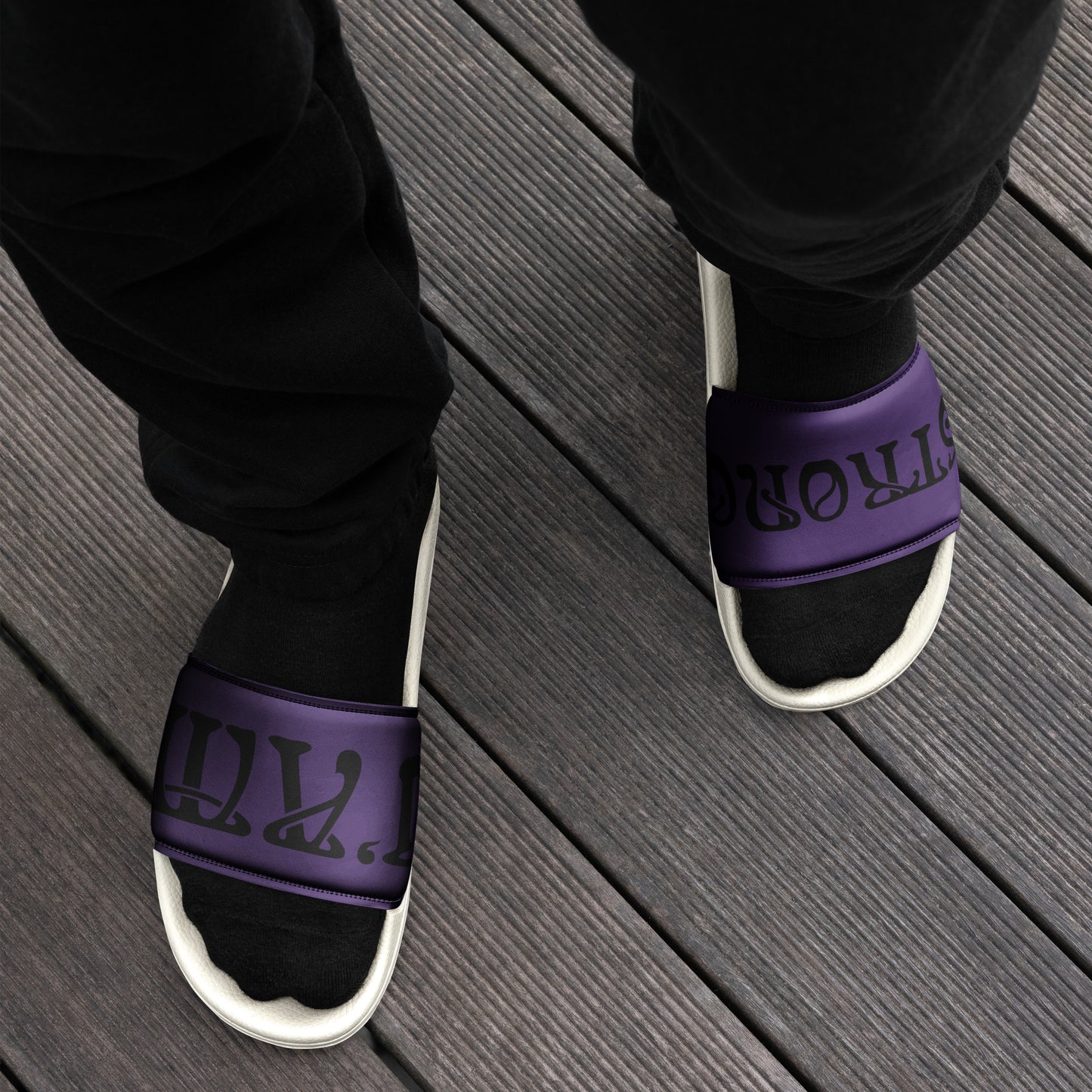 “I’AM STRONG” Purple Men’s Slides W/Black Font