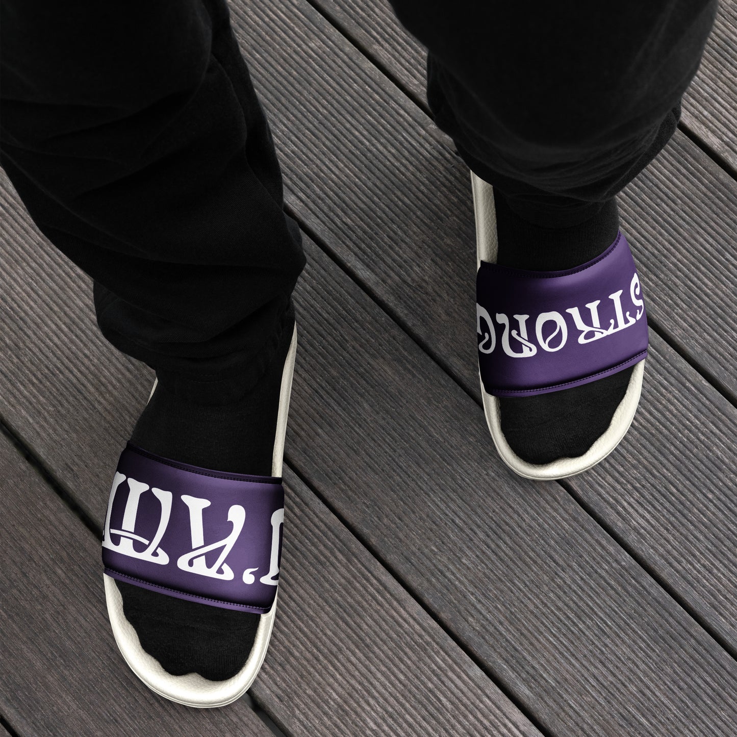 “I’AM STRONG”Purple Men’s Slides W/White Font