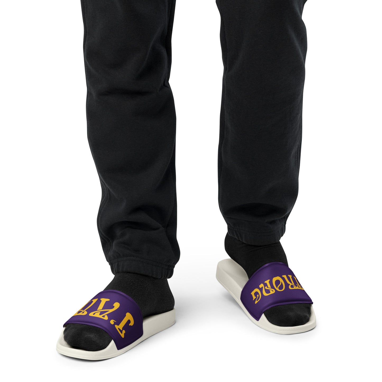 “I’AM STRONG” Purple Men’s Slides W/Yellow Font