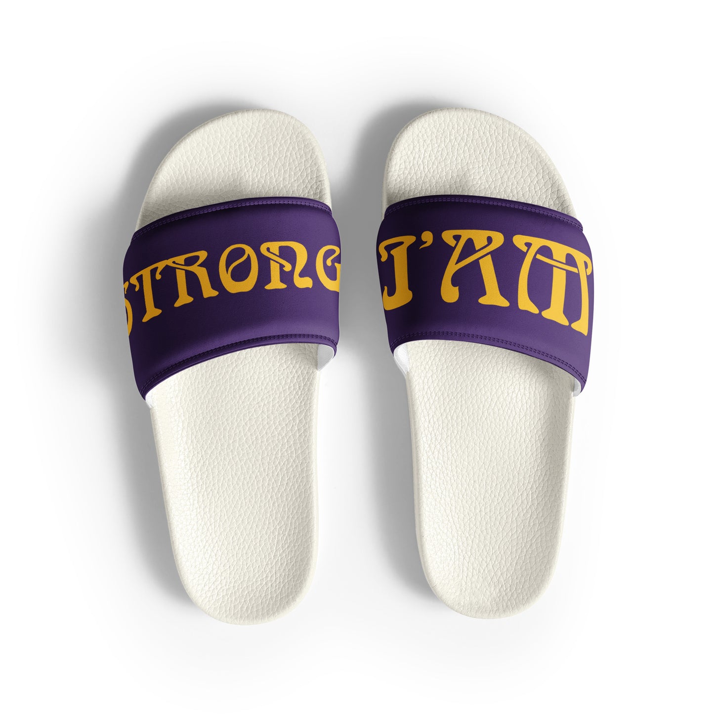 “I’AM STRONG” Purple Men’s Slides W/Yellow Font
