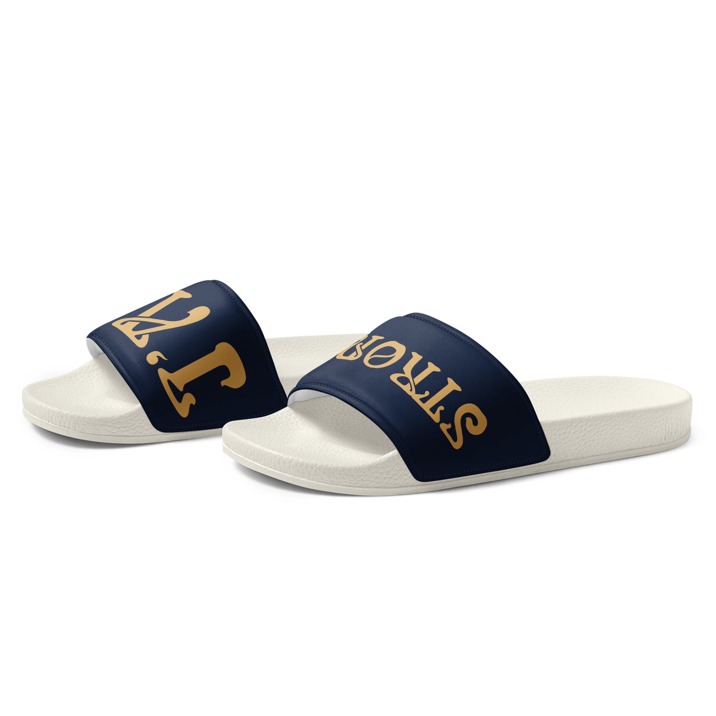 “I’AM STRONG” Navy Men’s Slides W/Fawn Font
