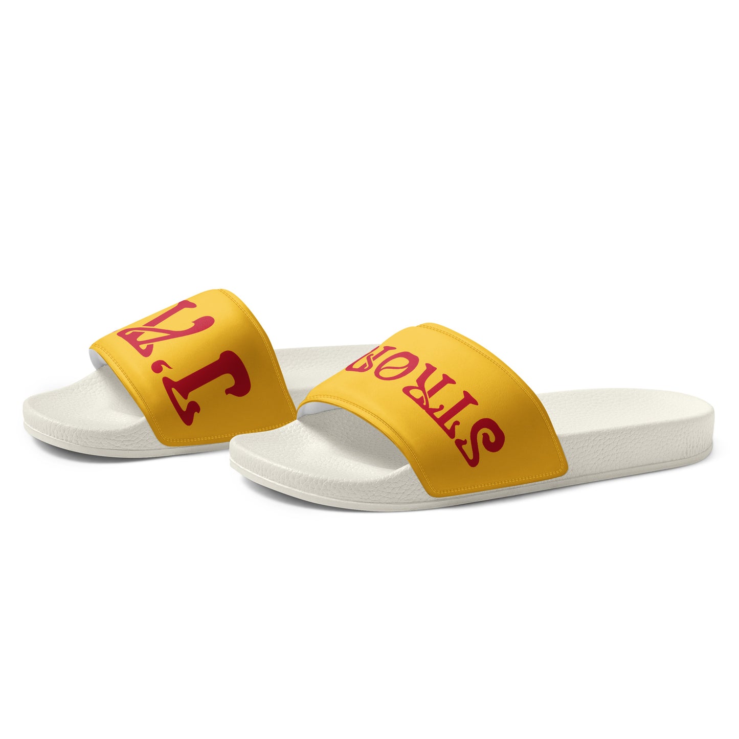 “I’AM STRONG” Yellow Men’s Slides W/Red Font