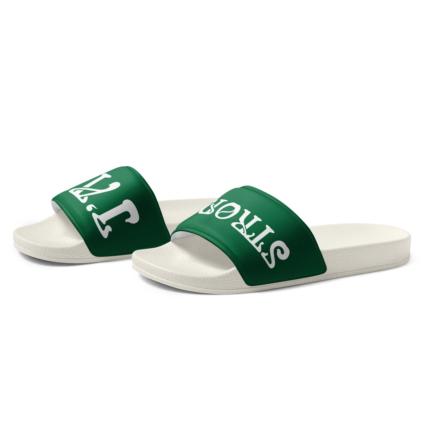 “I’AM STRONG”Green Men’s Slides W/White Font