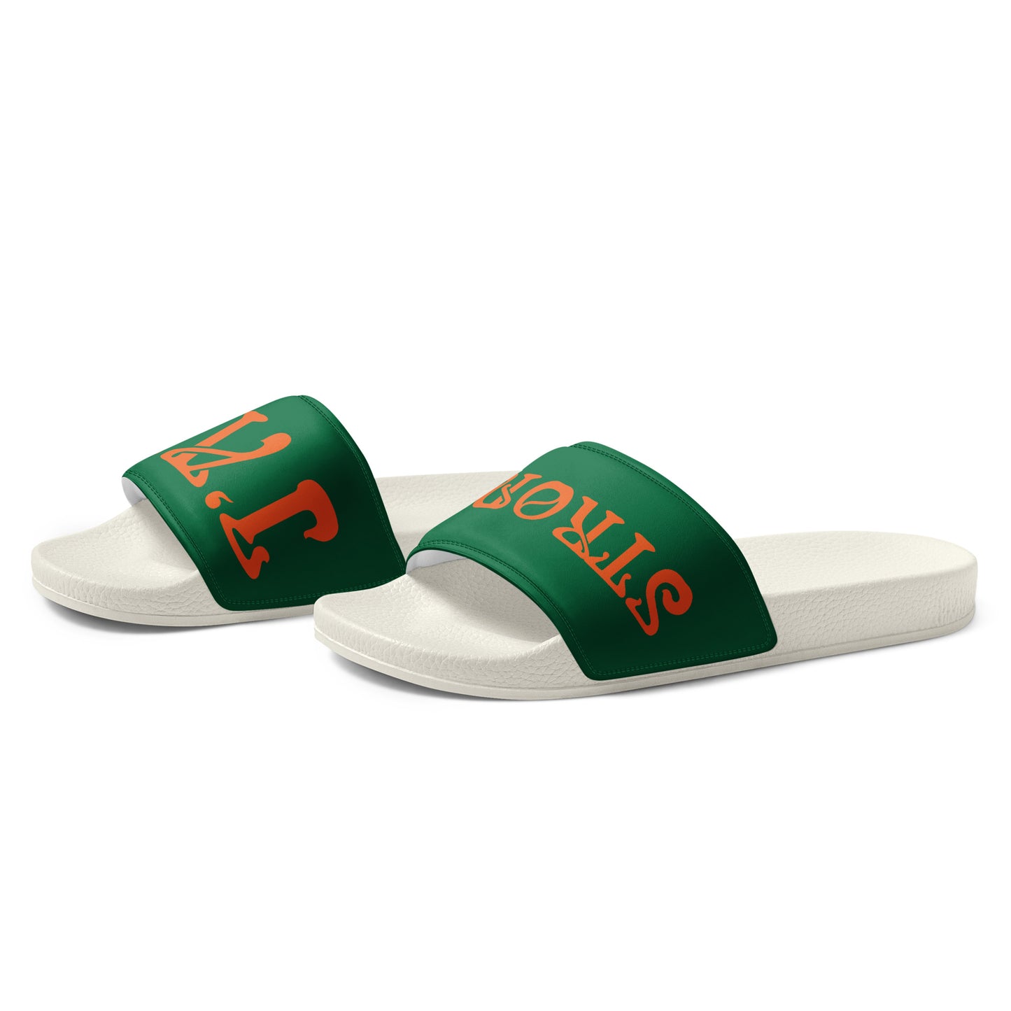 “I’AM STRONG” Green Men’s Slides W/Orange Font