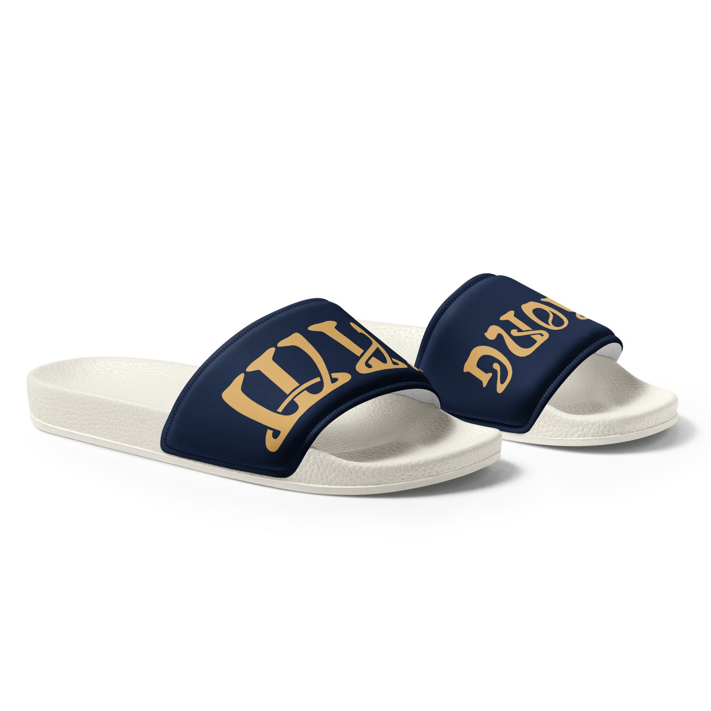 “I’AM STRONG” Navy Men’s Slides W/Fawn Font