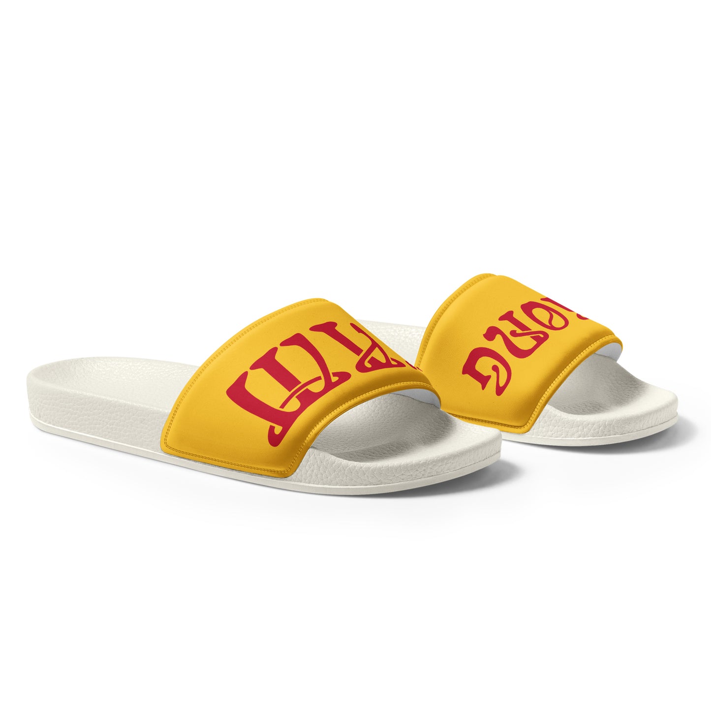 “I’AM STRONG” Yellow Men’s Slides W/Red Font