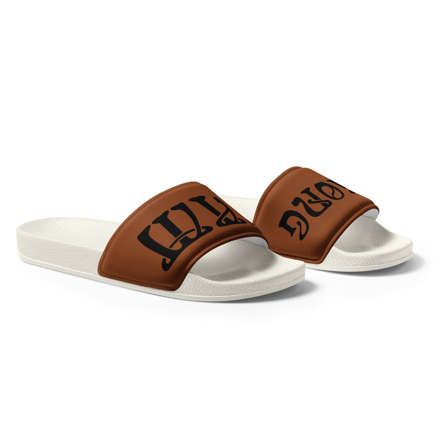 “I’AM STRONG”Brown Men’s Slides W/Black Font