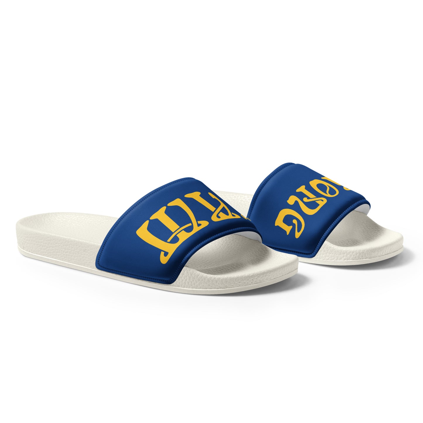 “I’AM STRONG” Blue Men’s Slides W/Yellow Font