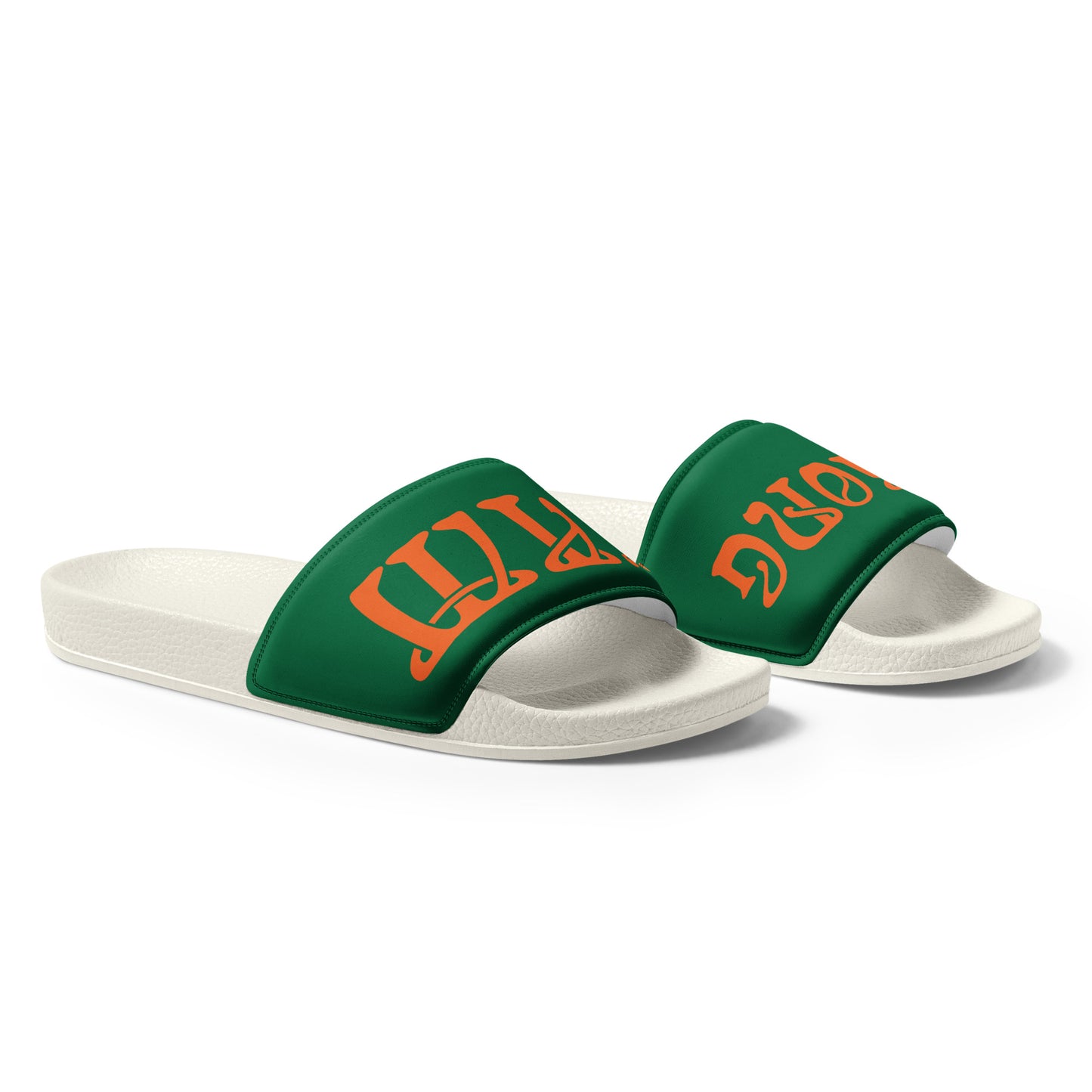 “I’AM STRONG” Green Men’s Slides W/Orange Font