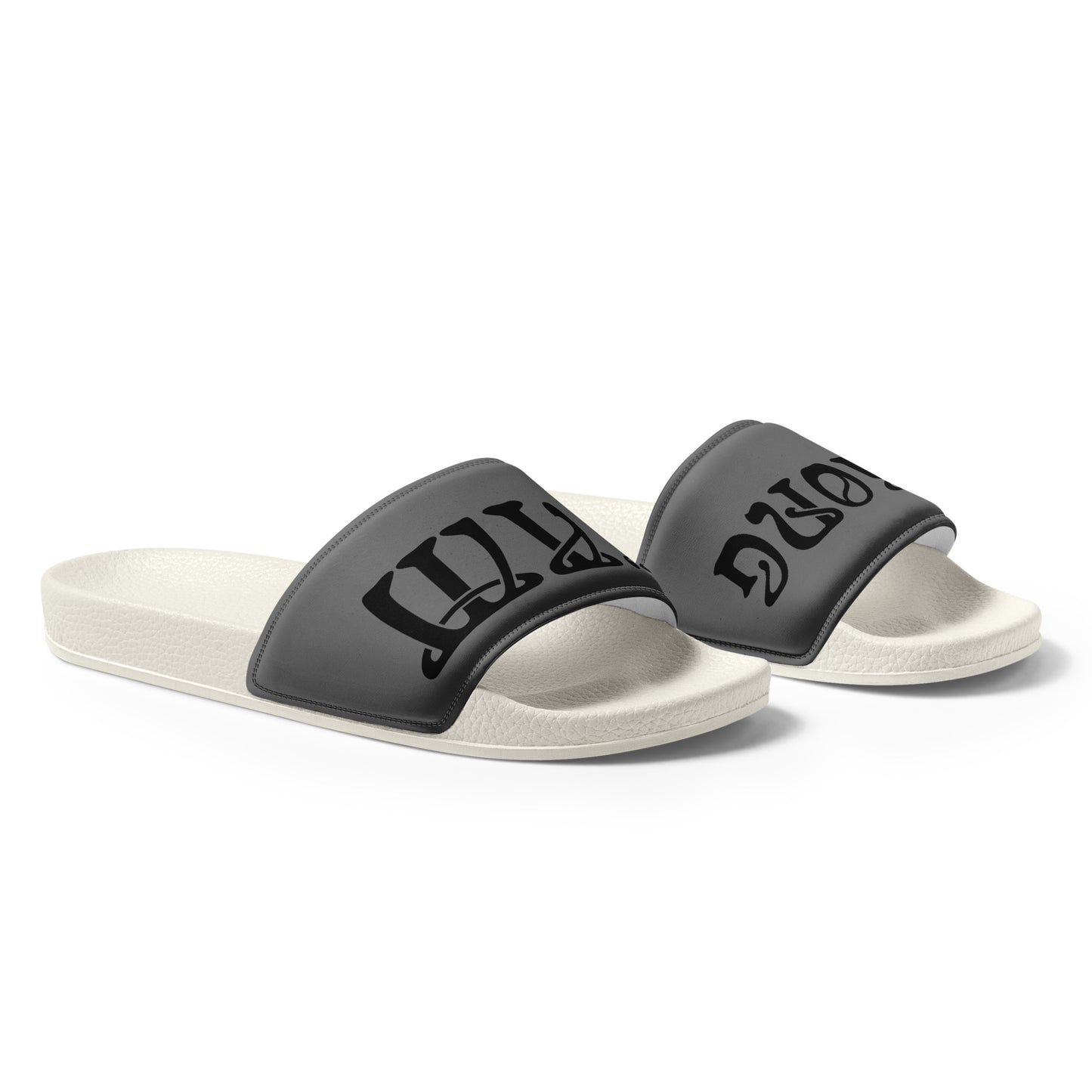 “I’AM STRONG”Grey Men’s Slides W/Black Font