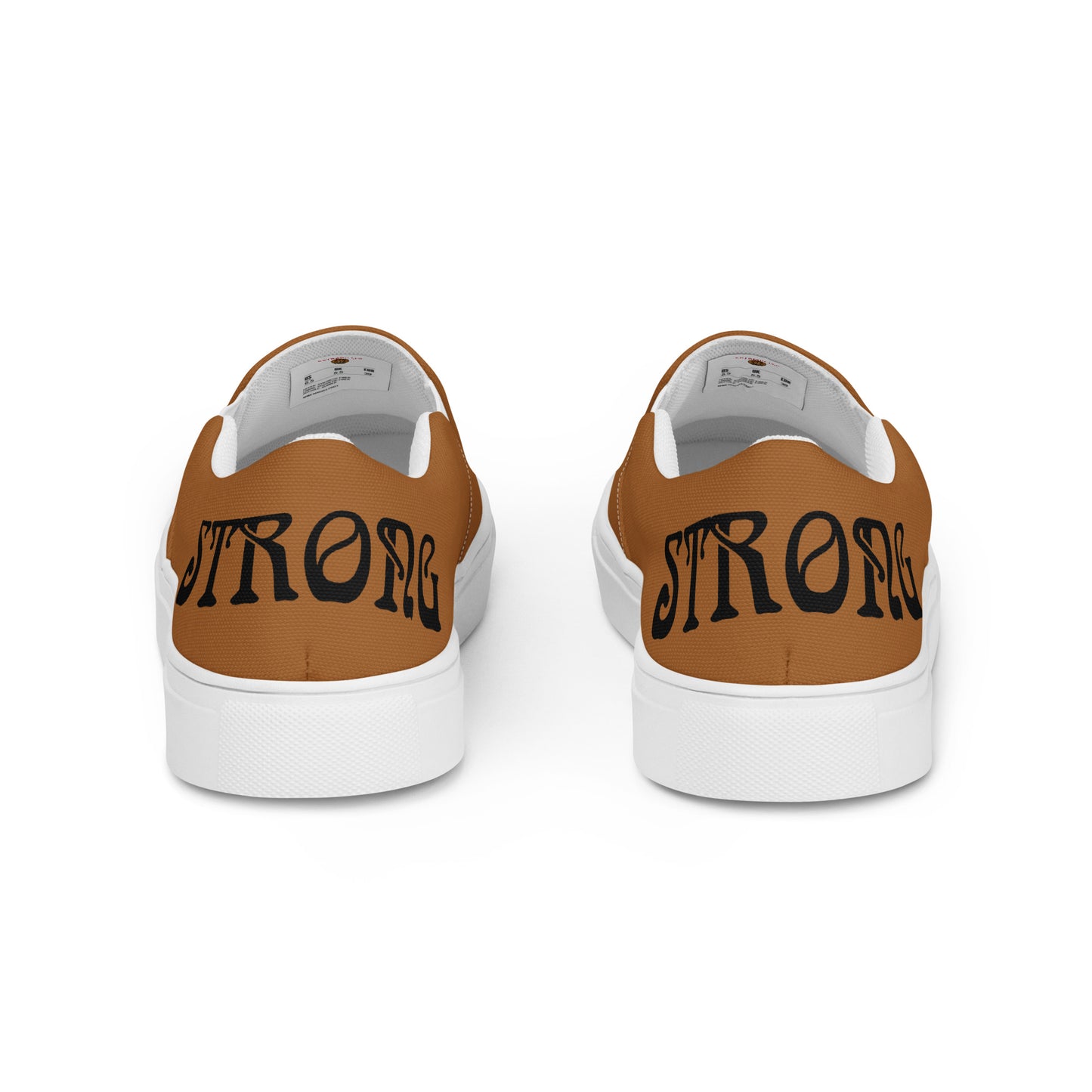 “STRONG”Brown Men’s Slip-On Canvas Shoes W/Black Font