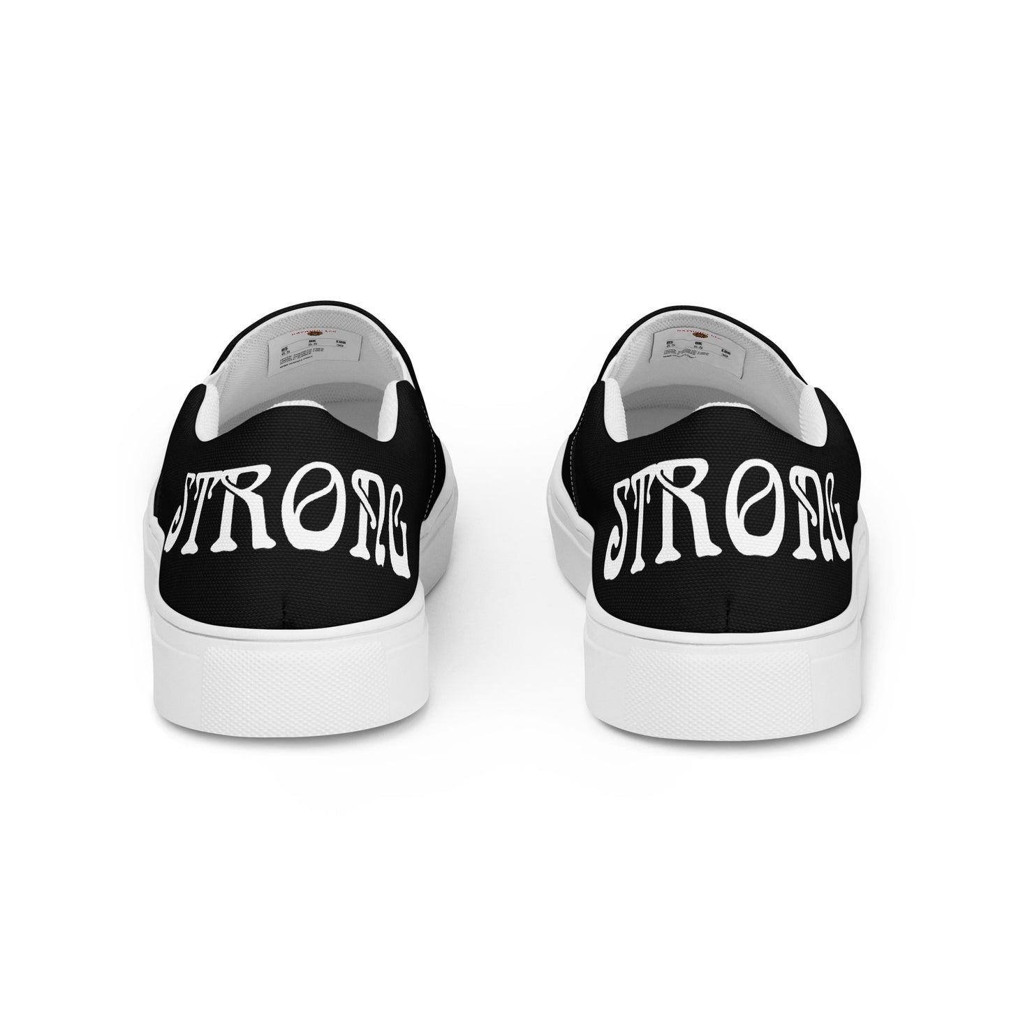“STRONG”Black Men’s Slip-On Canvas Shoes W/White Font
