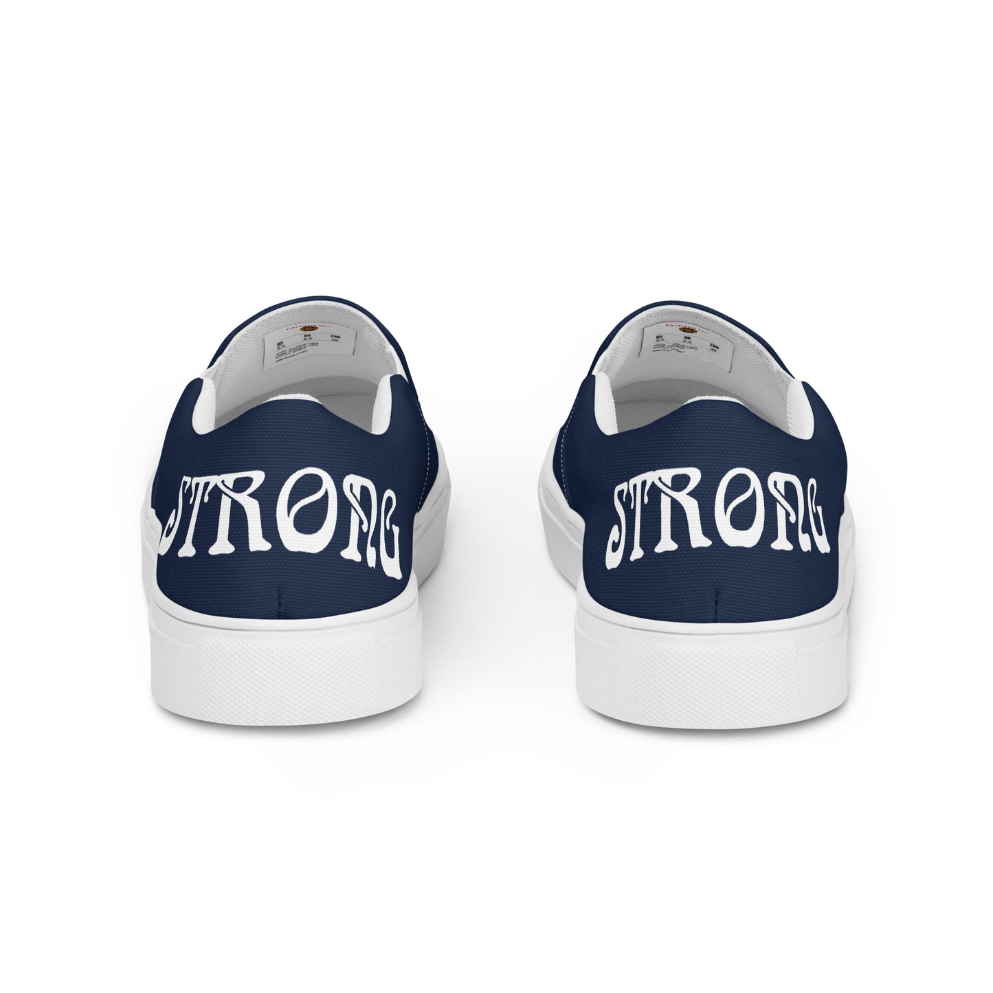 “STRONG”Blue Men’s Slip-On Canvas Shoes W/White Font