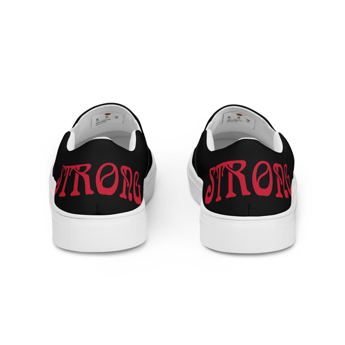 “STRONG”Black Men’s Slip-On Canvas Shoes W/Red Font